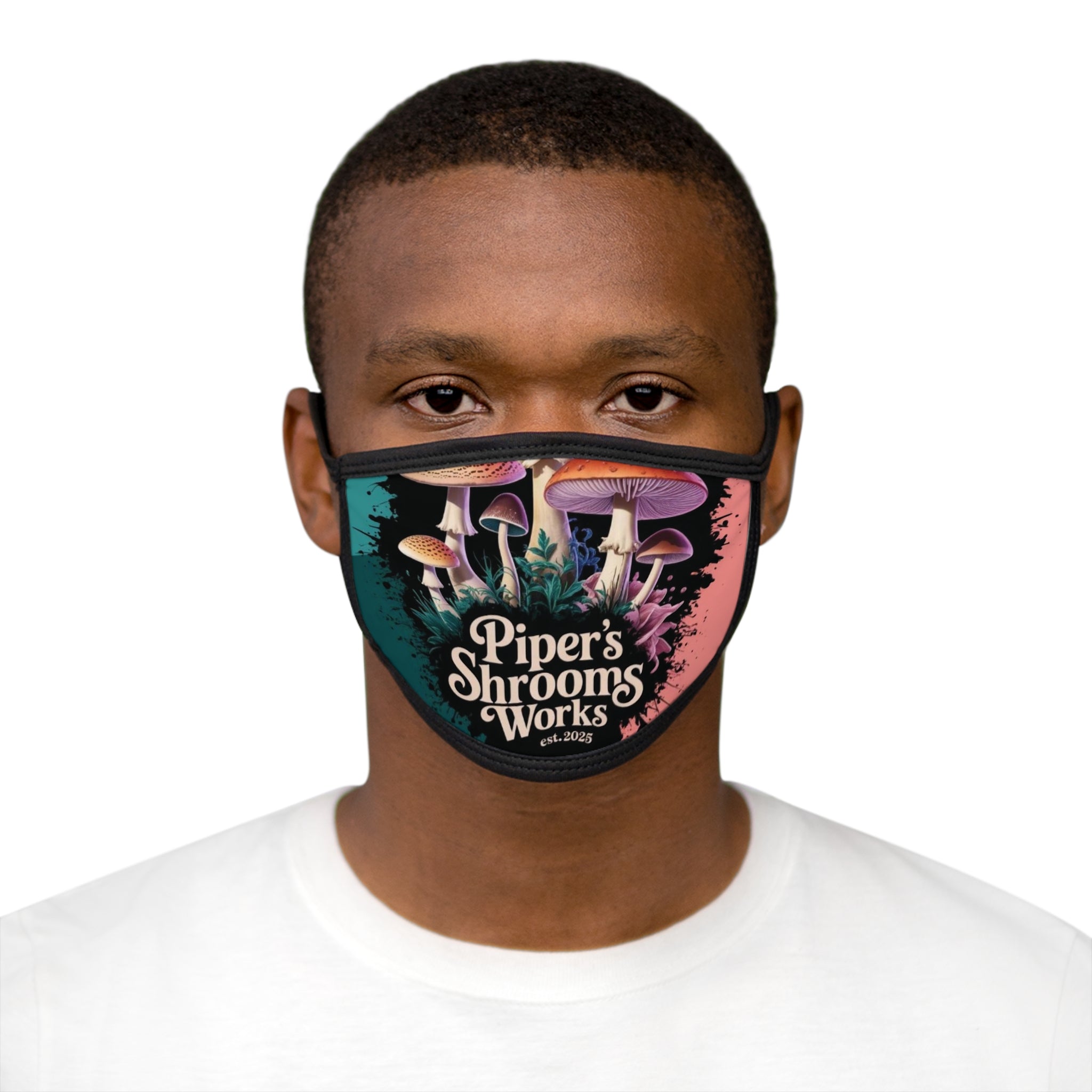 Face Mask: Piper's Shrooms Works Mushroom Face Mask — Psychedelic Fungi Graphic Mask