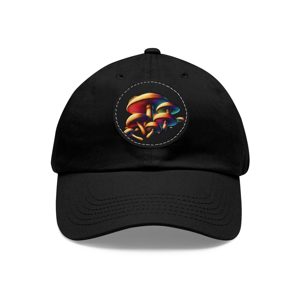 Casquette Papa Champignons — Casquette colorée en cuir à écusson champignon psychédélique