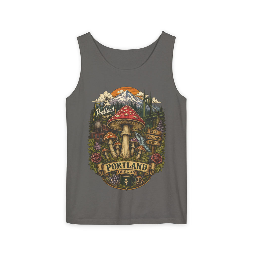 Portland Mushroom Tank Top — Vintage Forest Travel Graphic