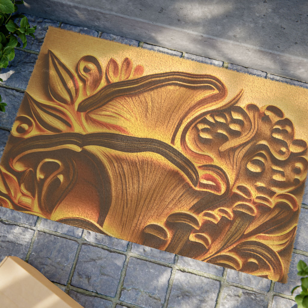 Spore & Simplicity” Mushroom Outdoor Area Rug Durable, Weather-Friendly