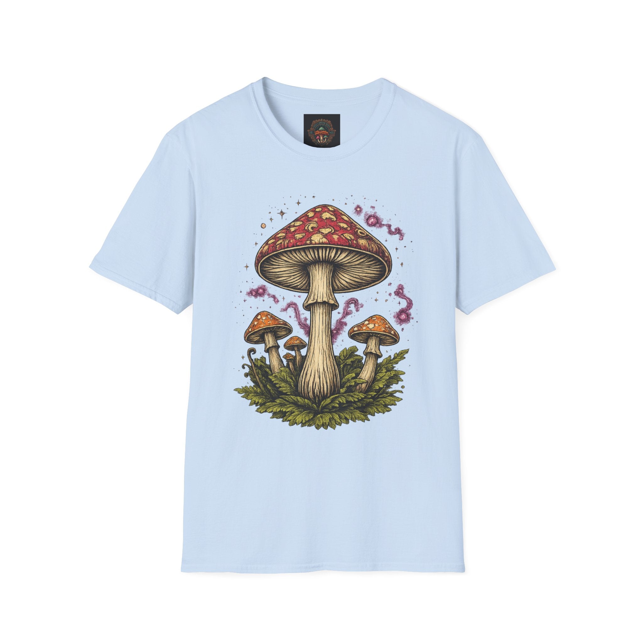 Psychedelic Mushroom Graphic T-Shirt — Red Amanita Illustration