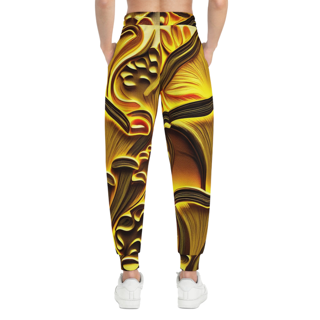 Golden Swirl Joggers — Abstract Yellow Athletic Pants