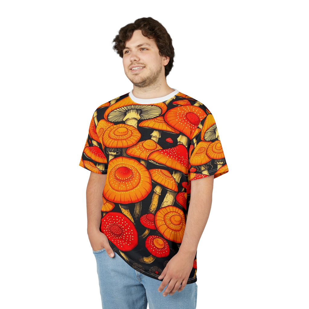 Psychedelic Orange Mushroom All-Over Print Tee