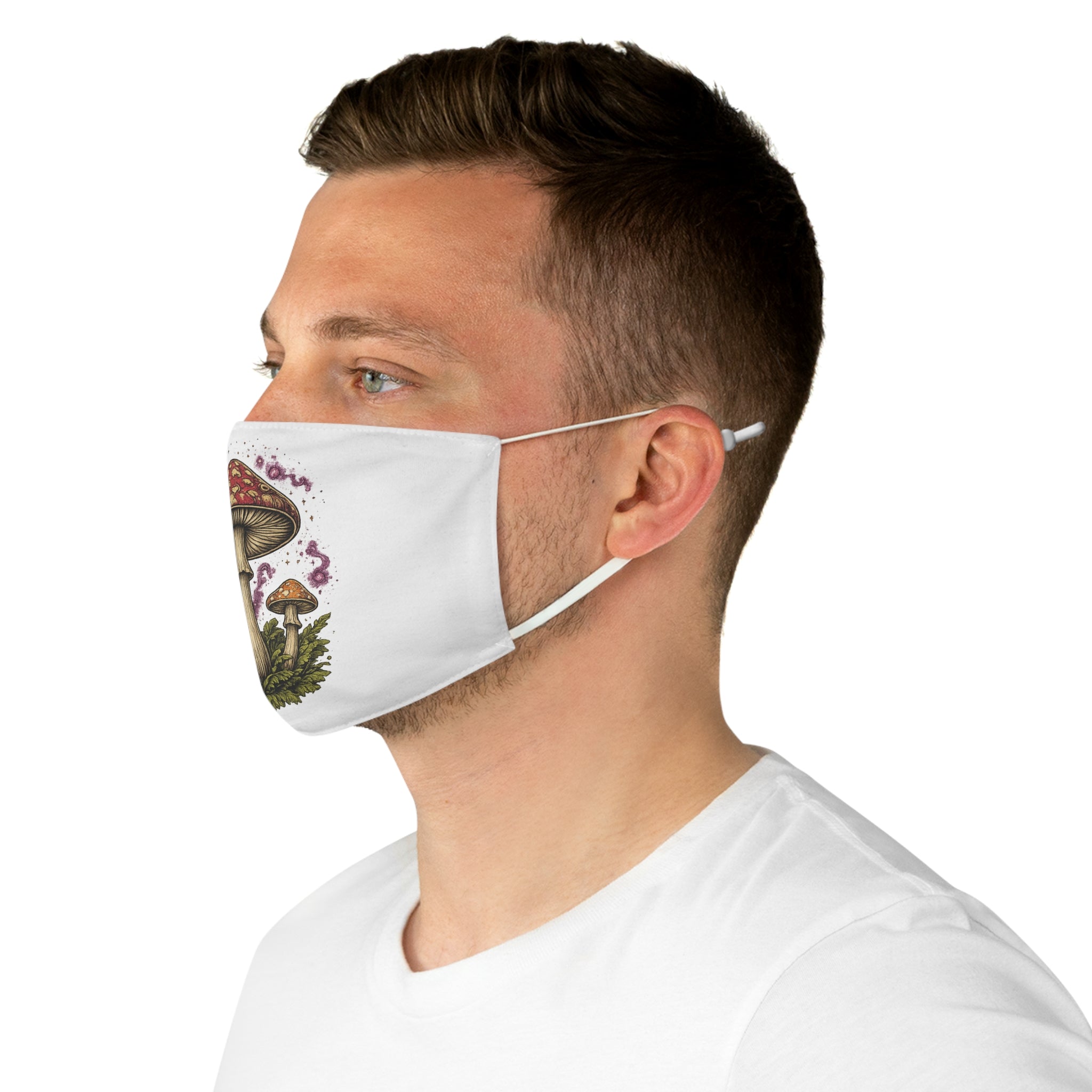 Fabric Face Mask: Mushroom Illustration Fabric Face Mask — Vintage Toadstool Design