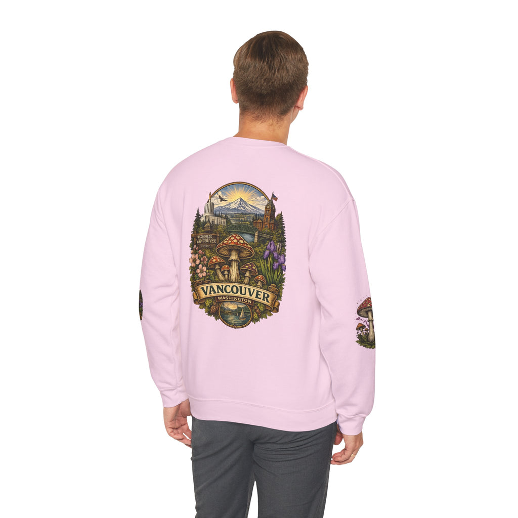 Mushroom Vancouver Crewneck Sweatshirt — Scenic Pacific Northwest Fungi Design