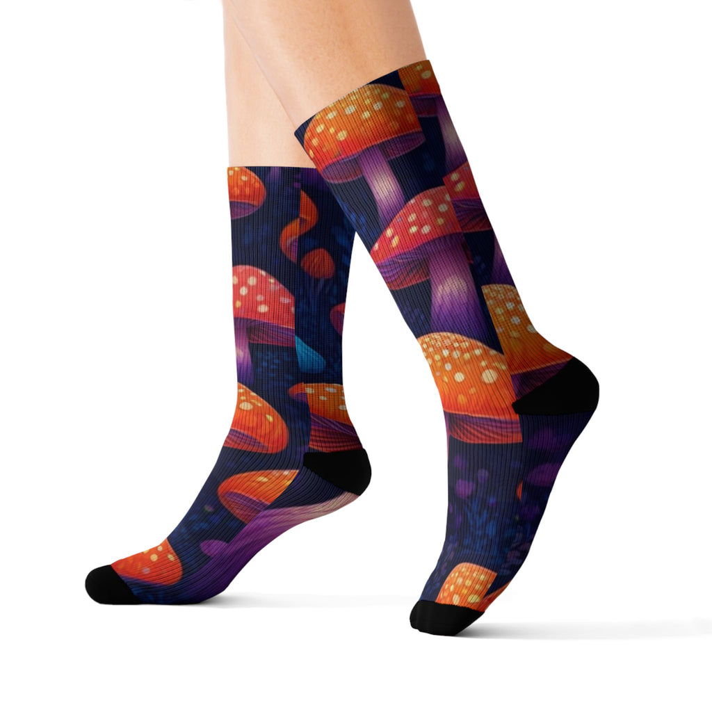 Socks: Colorful Mushroom Pattern Socks, Unique Gift for Fungi Lovers, Fun Fashion Socks, Cozy Home Accessories, Quirky Sock Gift