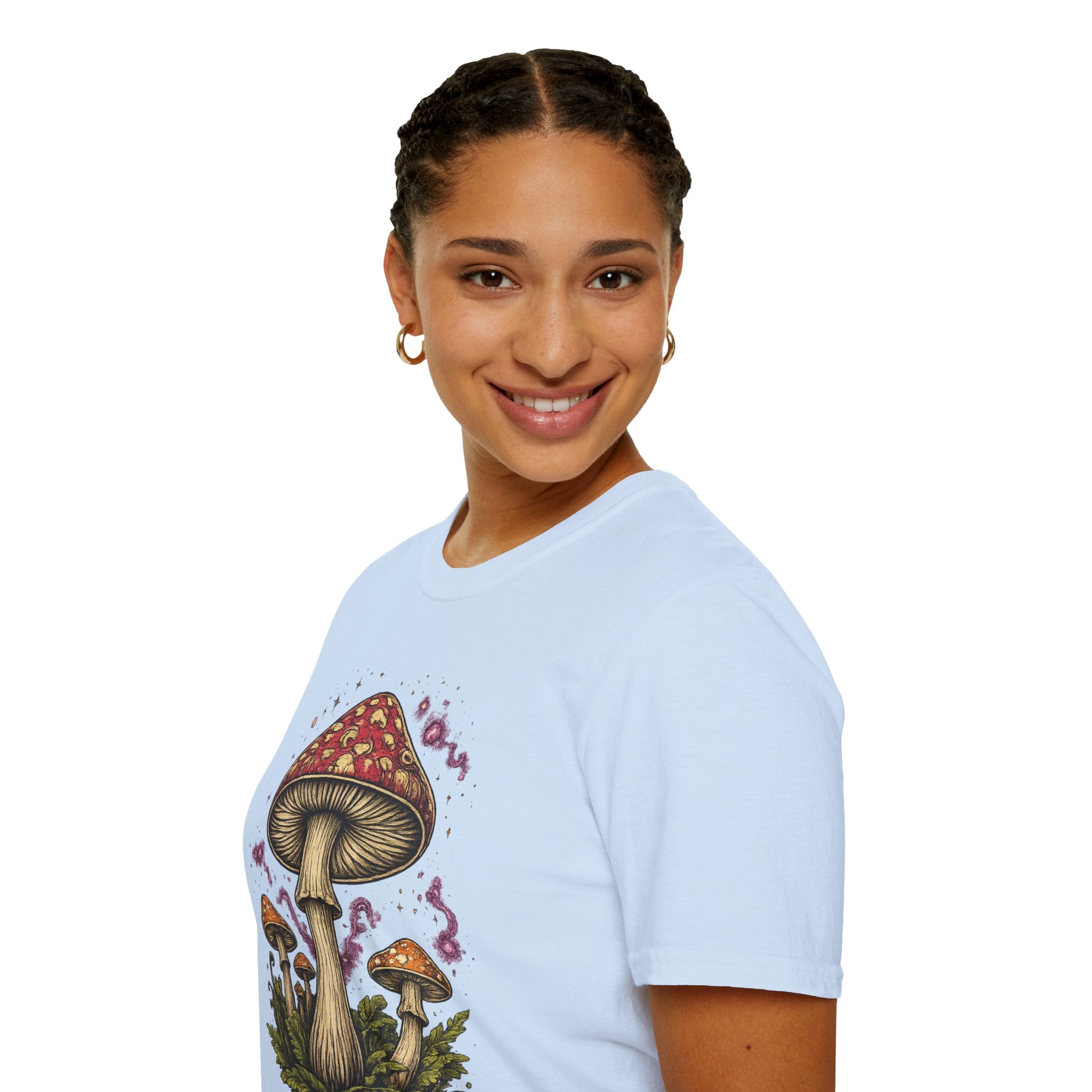 Psychedelic Mushroom Graphic T-Shirt — Red Amanita Illustration