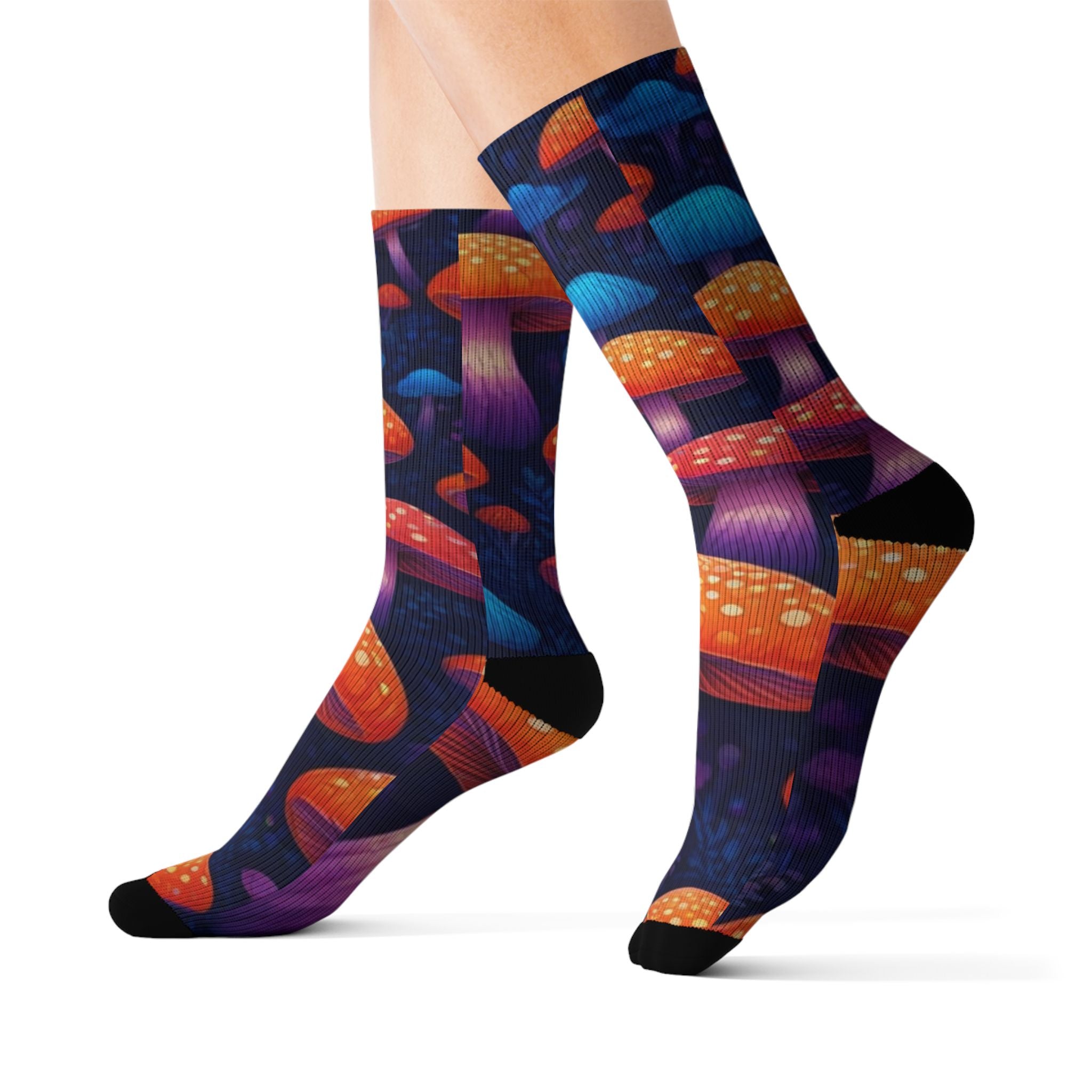 Socks: Colorful Mushroom Pattern Socks, Unique Gift for Fungi Lovers, Fun Fashion Socks, Cozy Home Accessories, Quirky Sock Gift