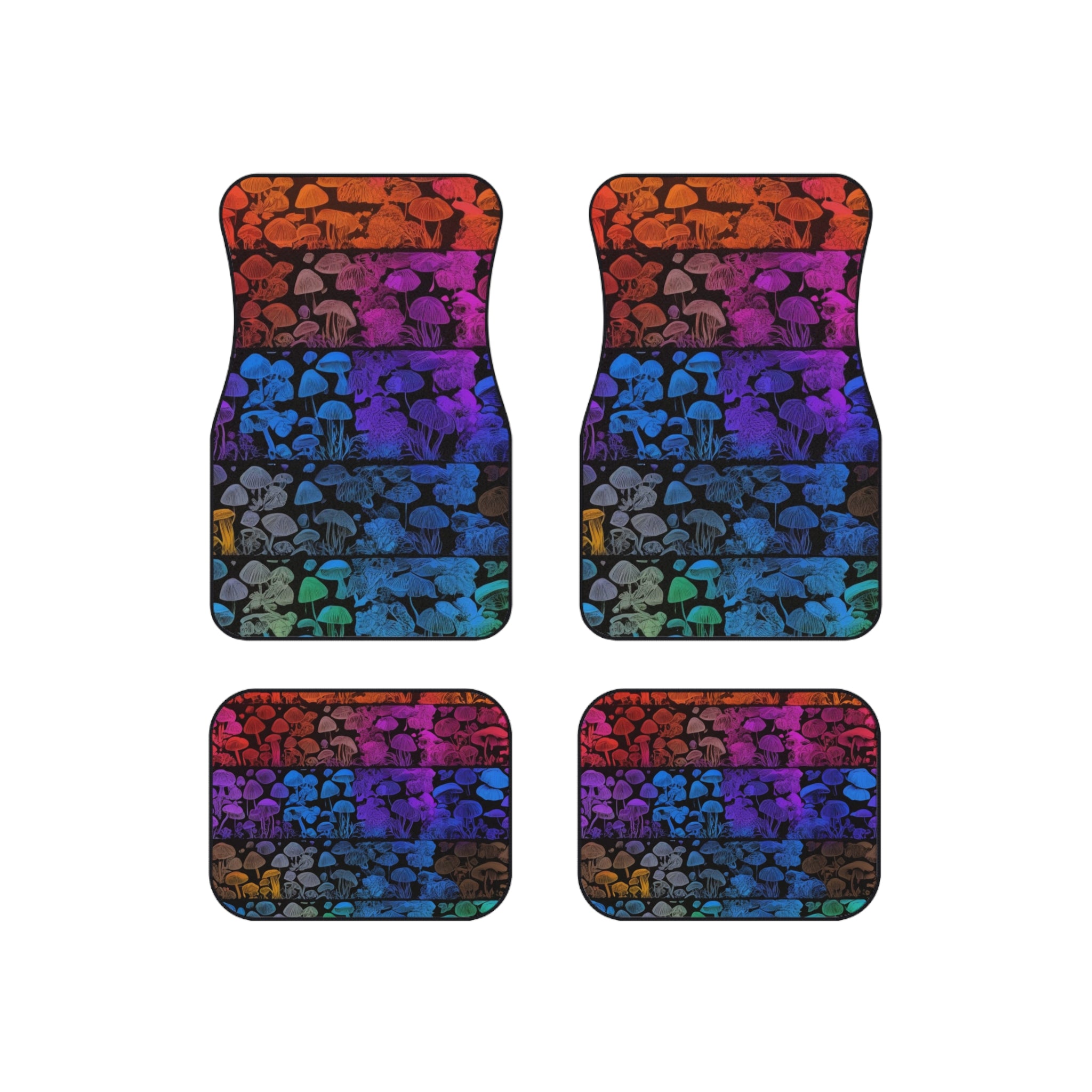 🌈 Shroom Bloom Gradient Floor Mat Set 🍄🚗