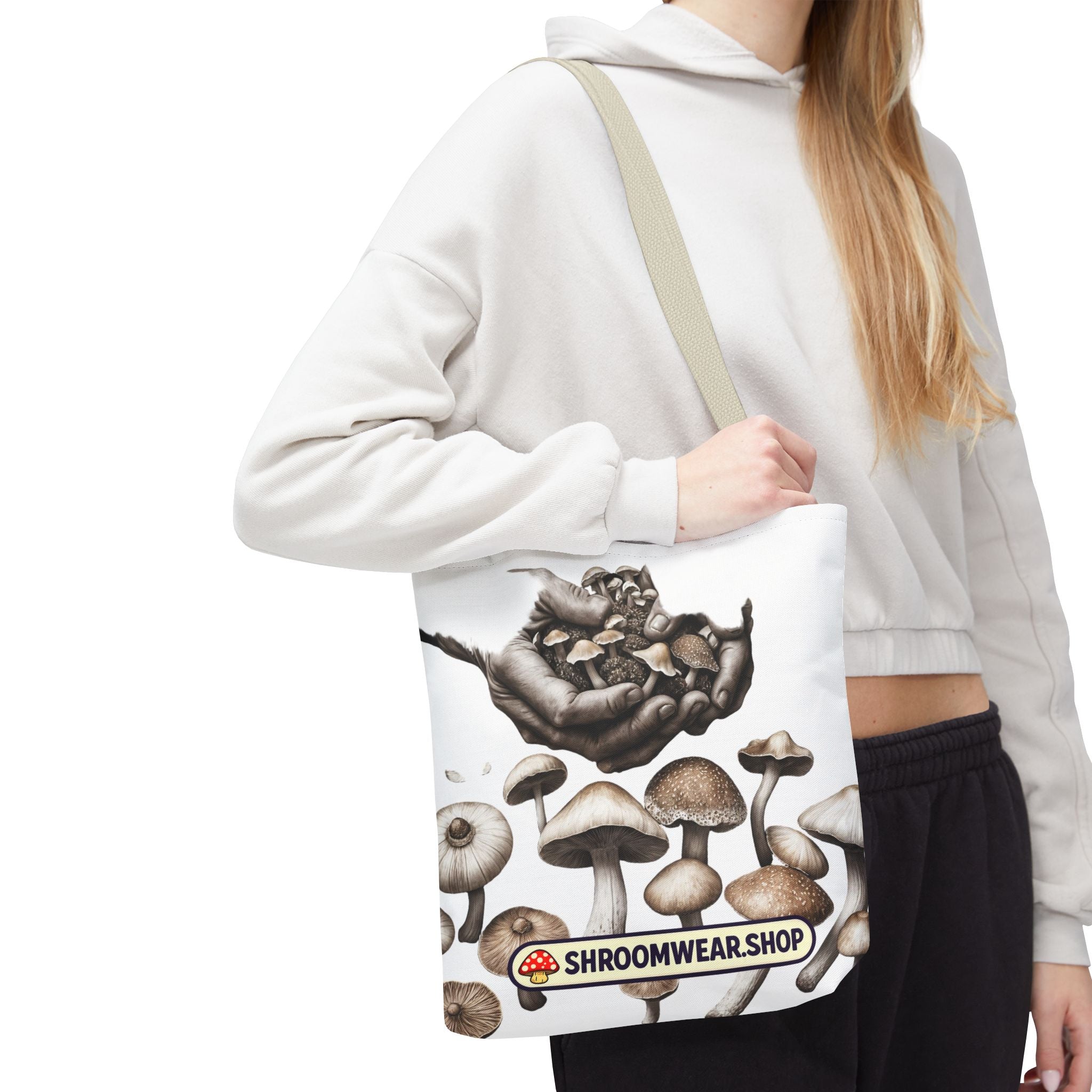 Tote Bag: Mushroom Tote Bag — Hand-Harvested Fungi Illustration Tote