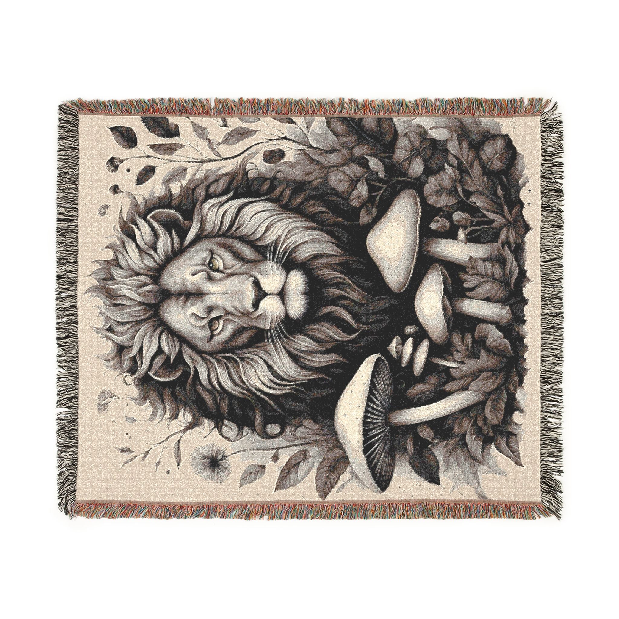 Blanket: Lion Tapestry Woven Blanket — Vintage Safari Lion Throw
