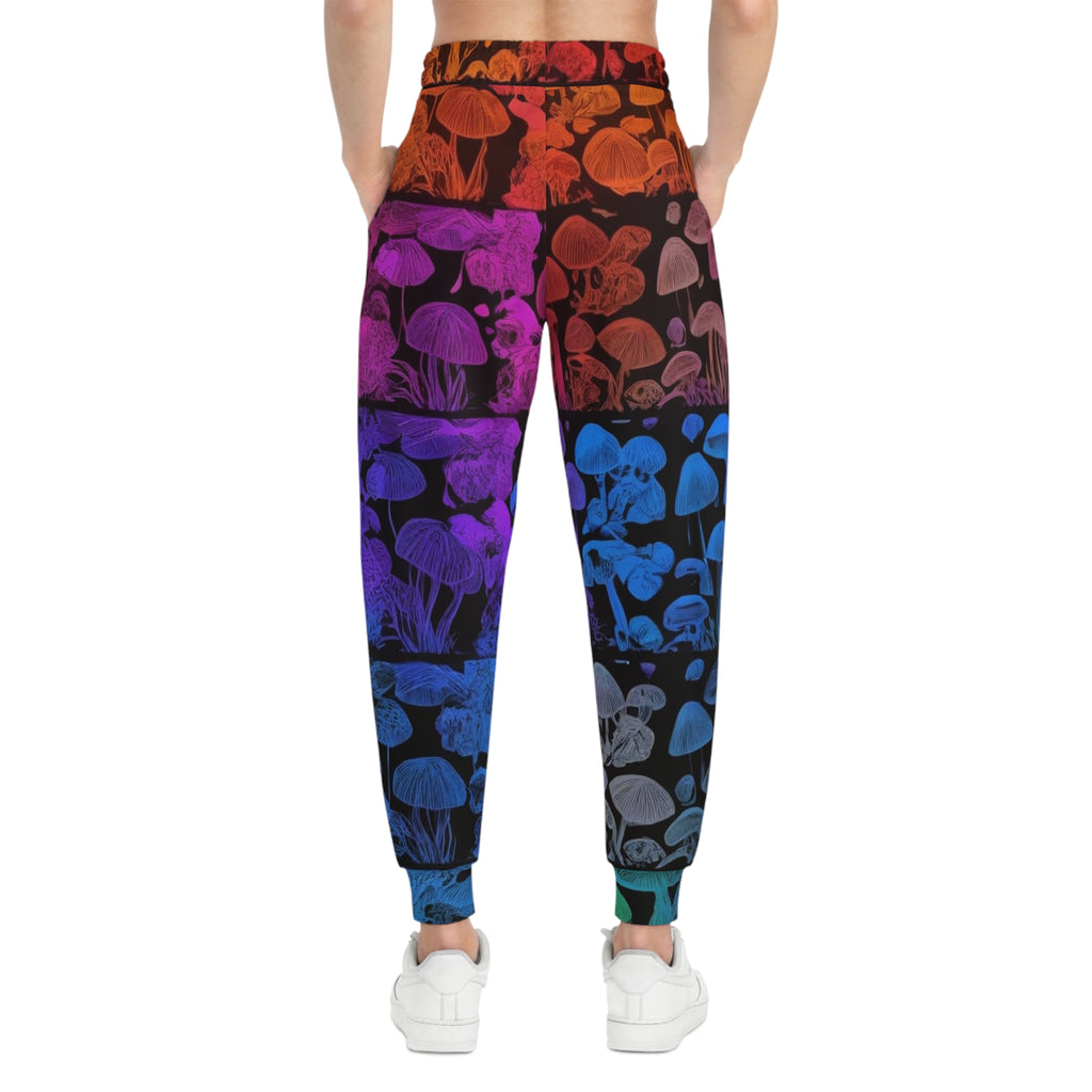 Mushroom Gradient Athletic Joggers — Rainbow Fungi All-Over Print