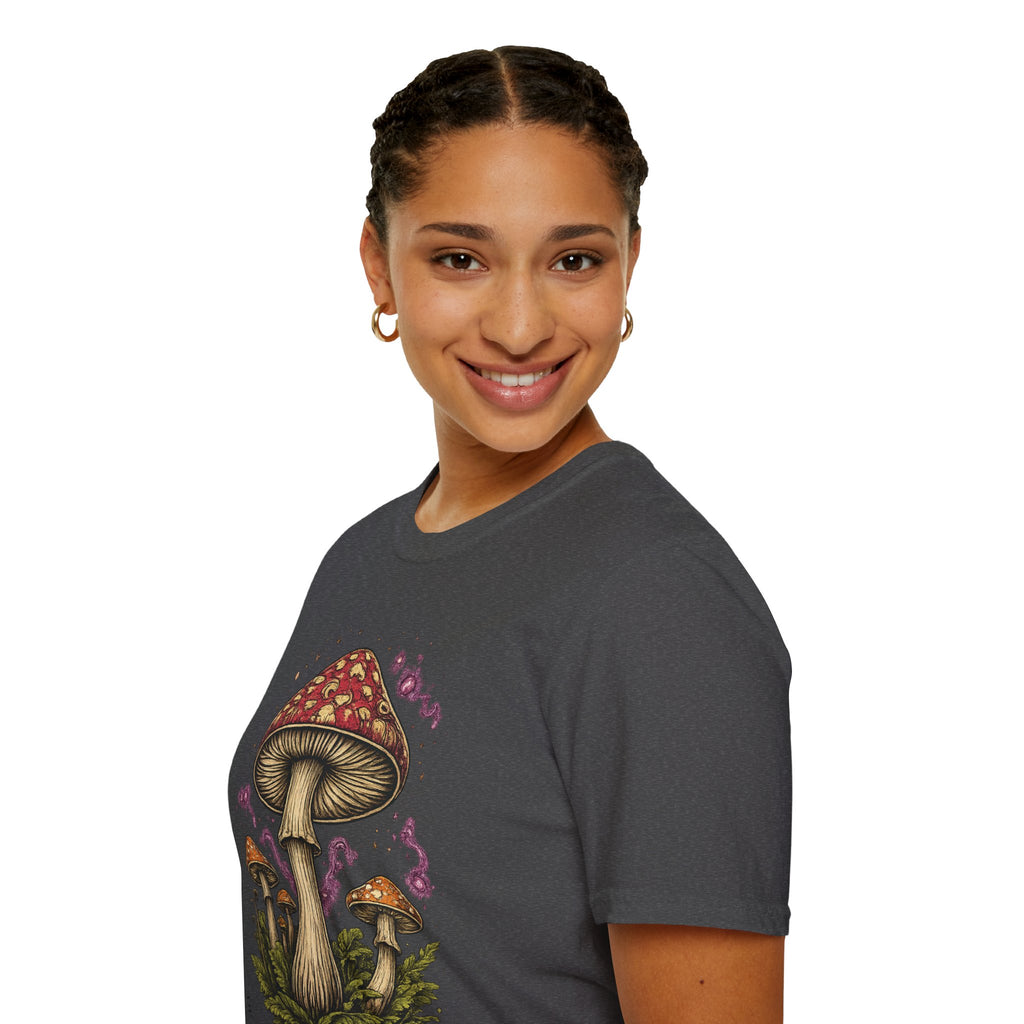 Mushroom Illustration T-Shirt – Vintage Red Toadstool Graphic