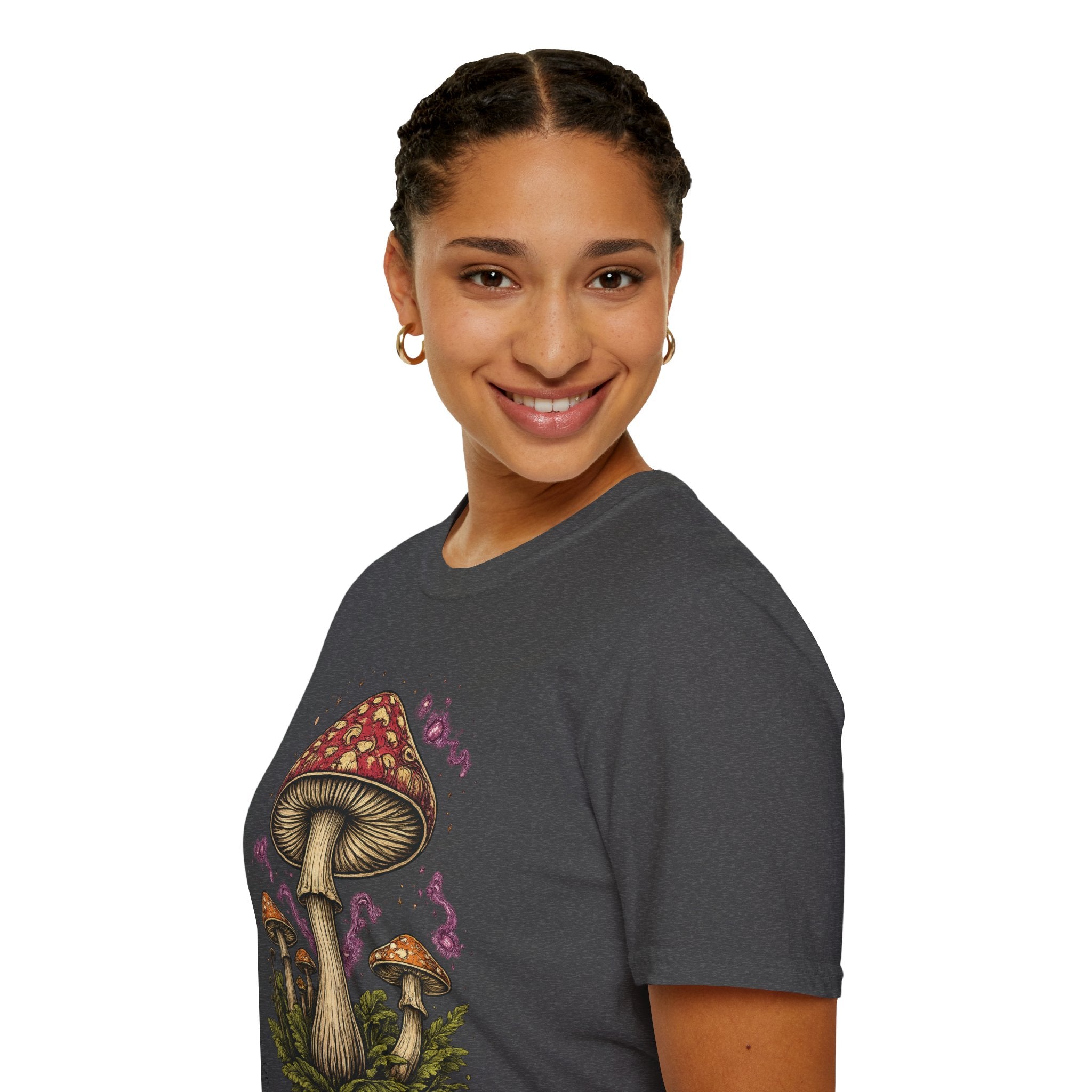 Mushroom Illustration T-Shirt – Vintage Red Toadstool Graphic