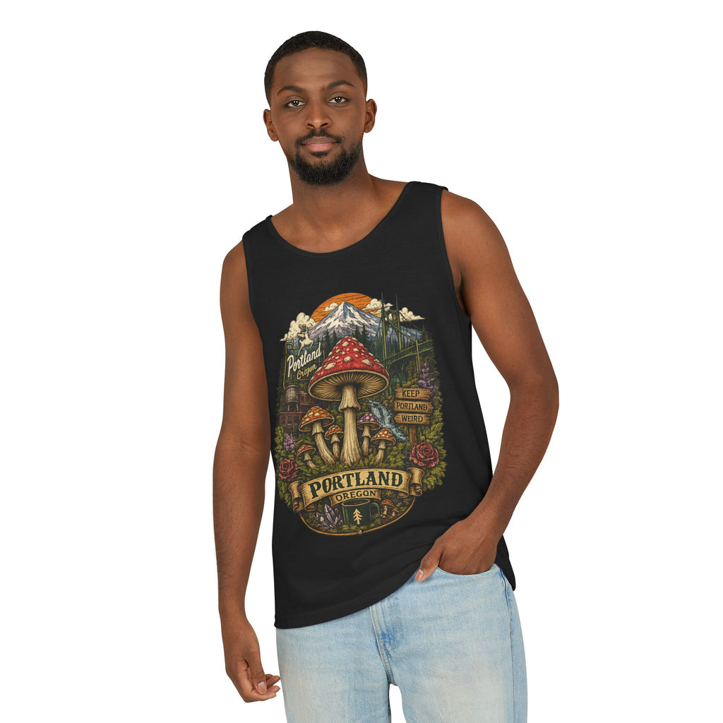 Portland Mushroom Tank Top — Vintage Forest Travel Graphic