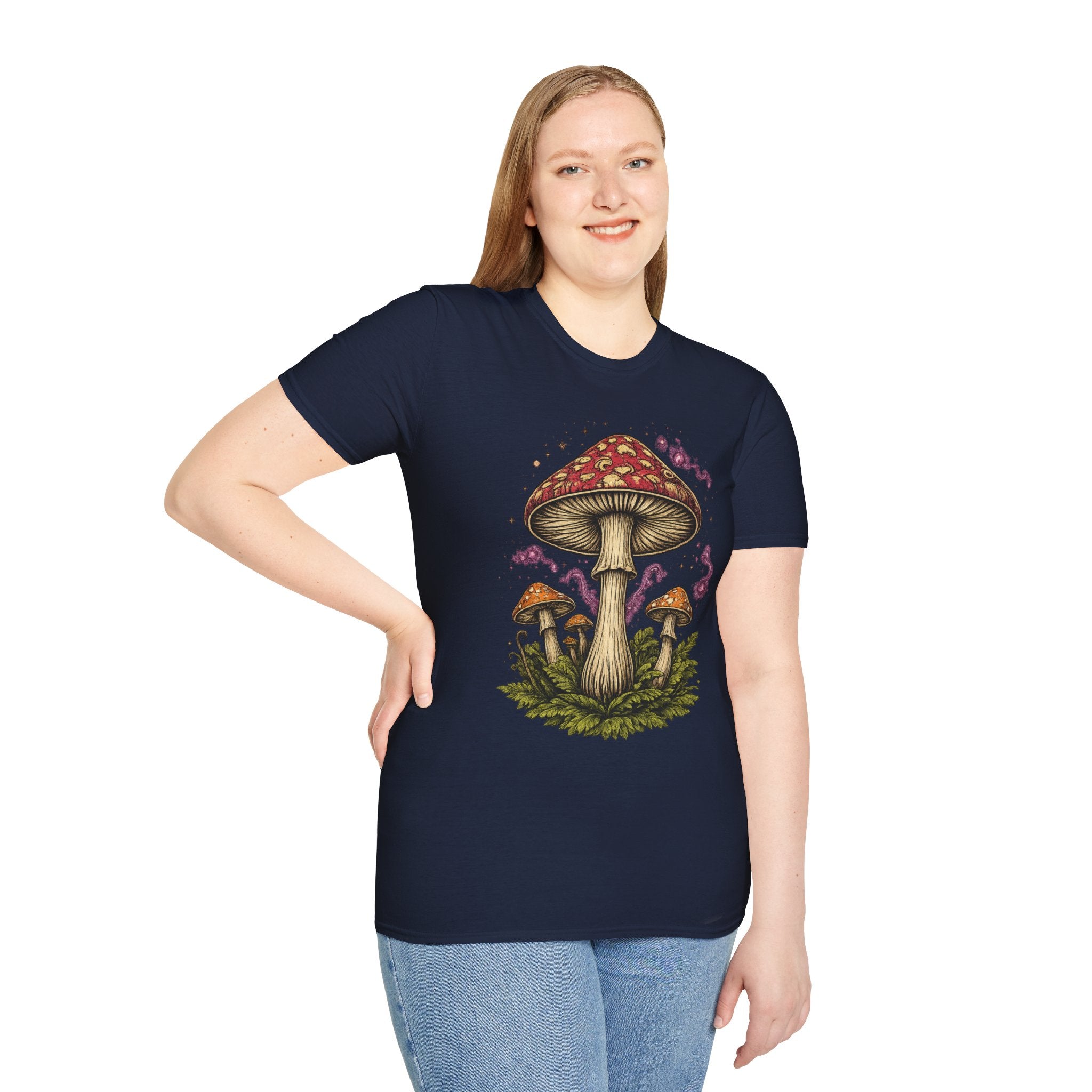 Psychedelic Mushroom Graphic T-Shirt — Red Amanita Illustration