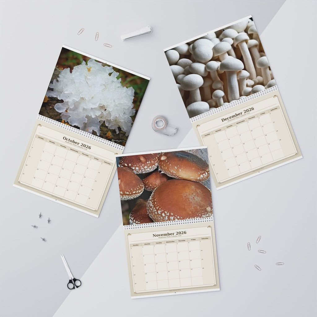 Mushroom Wall Calendar — 12-Month Fungi Photography Calendar (Monthly Planner)