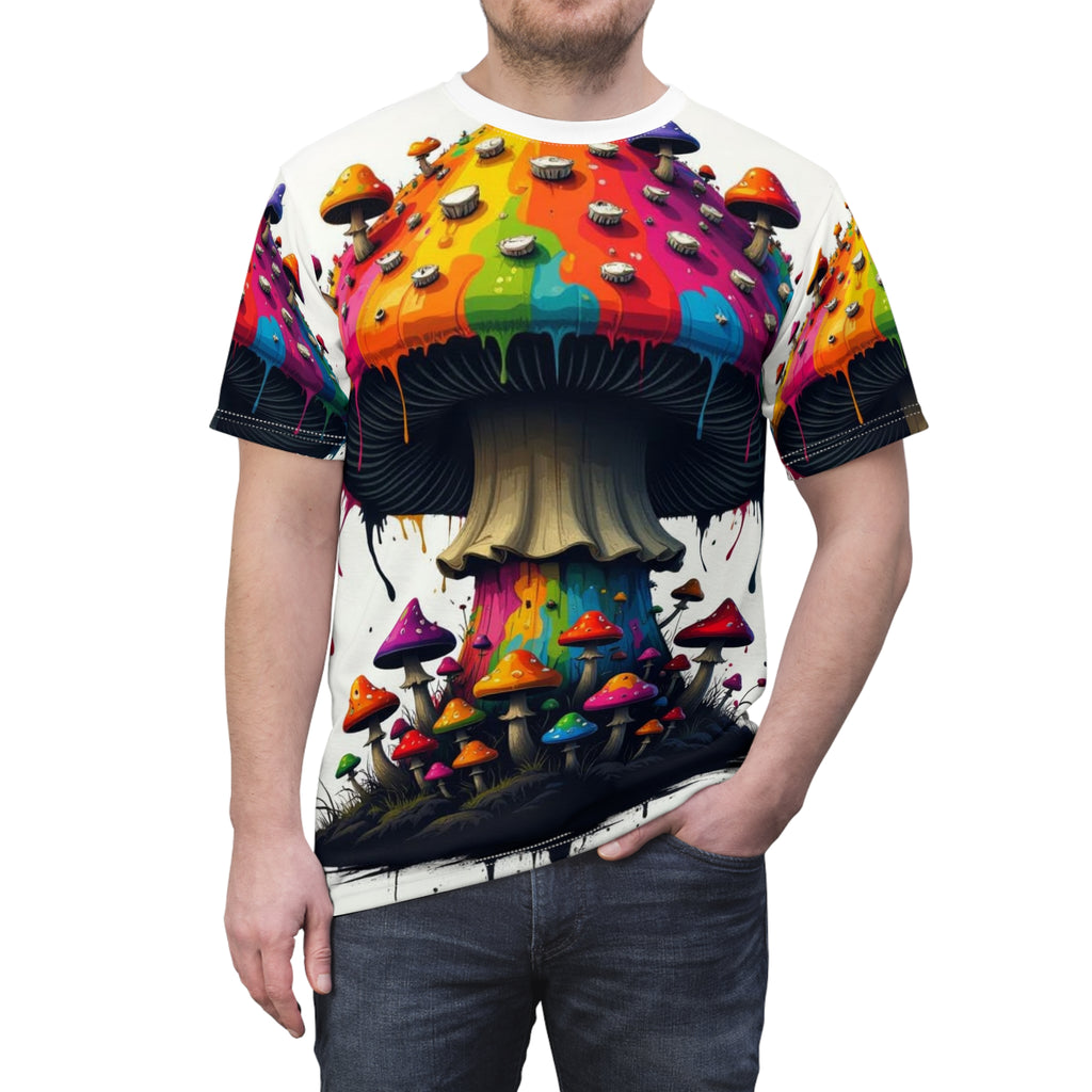 Psychedelic Rainbow Mushroom Tee — All-Over Print