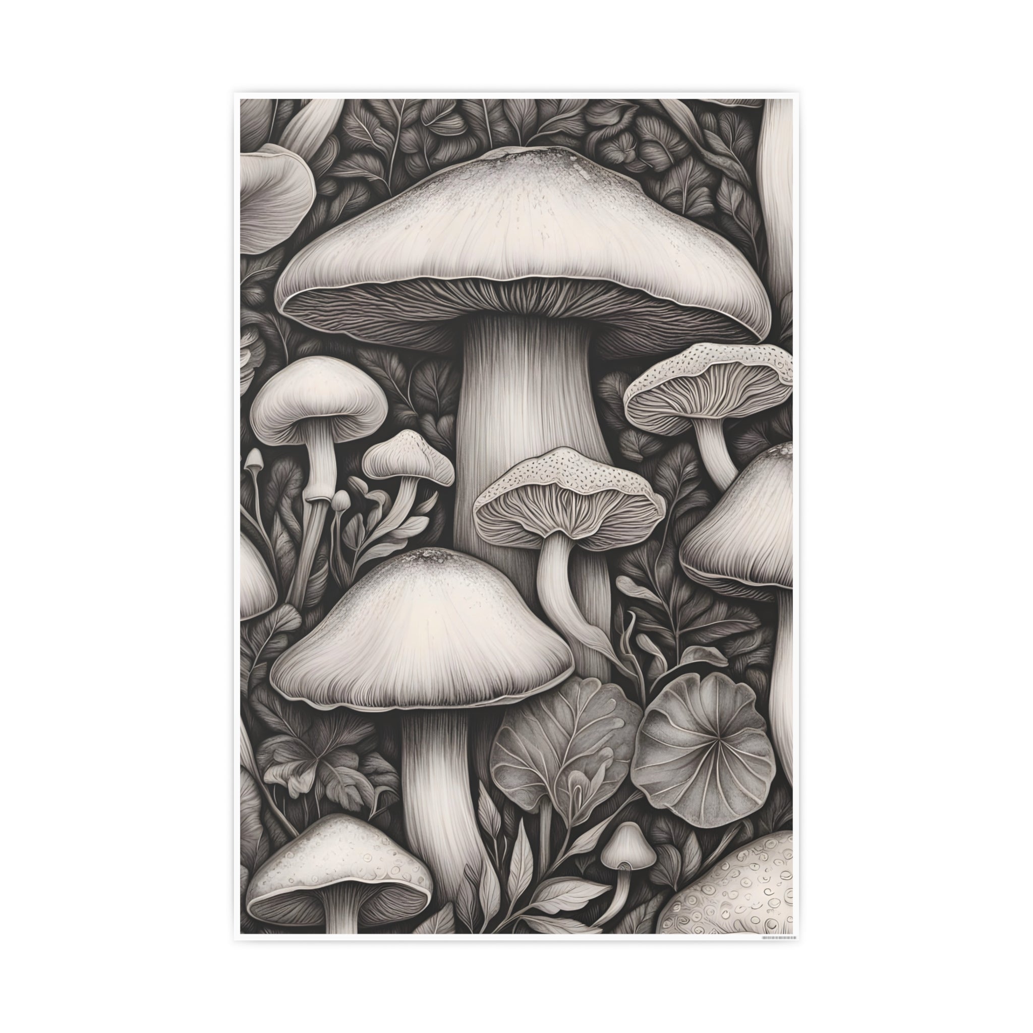 Poster: Mushroom Illustration Poster — Botanical Fungi Art Print
