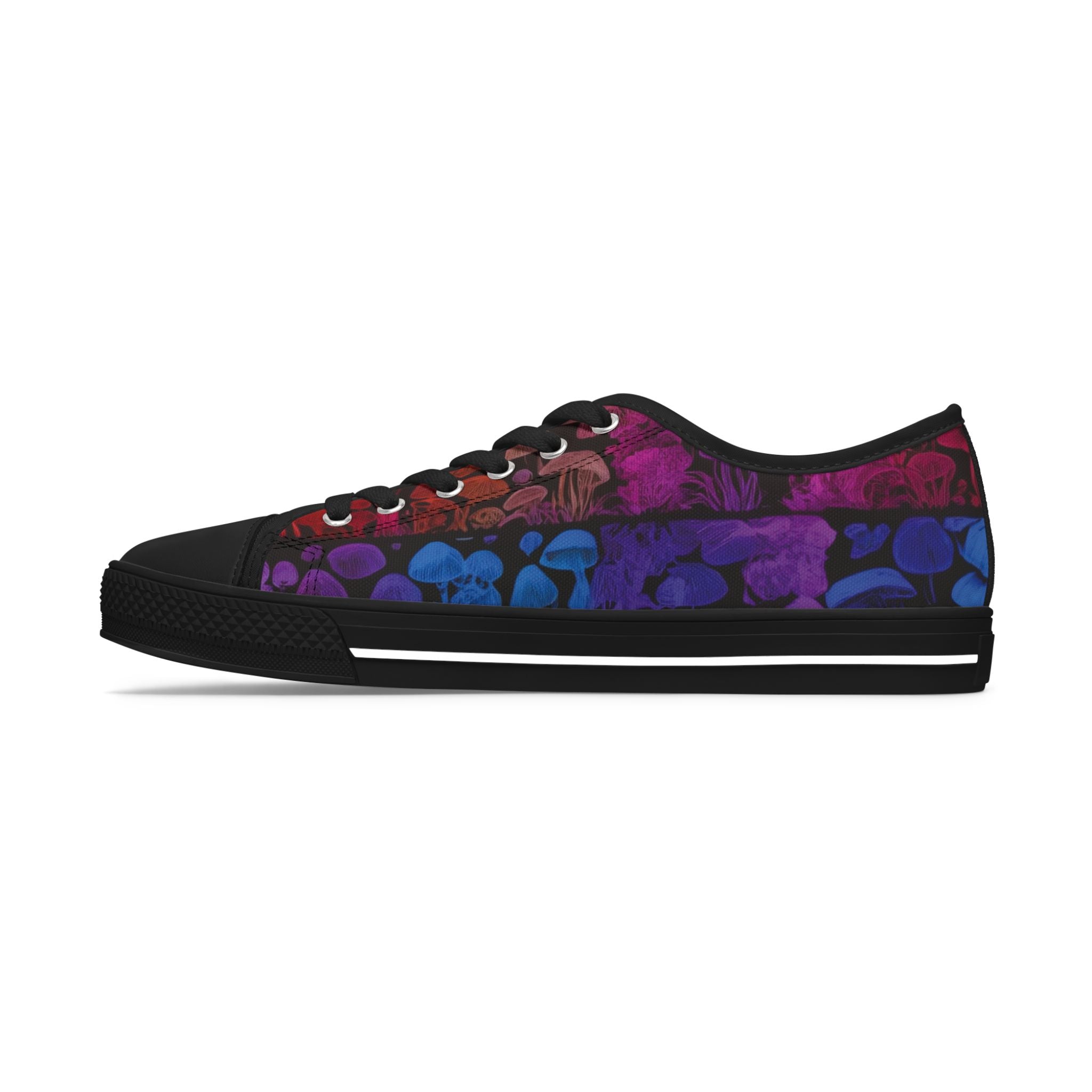Women's Low Top Sneakers — Purple Skull Pattern Casual Canvas Shoes
