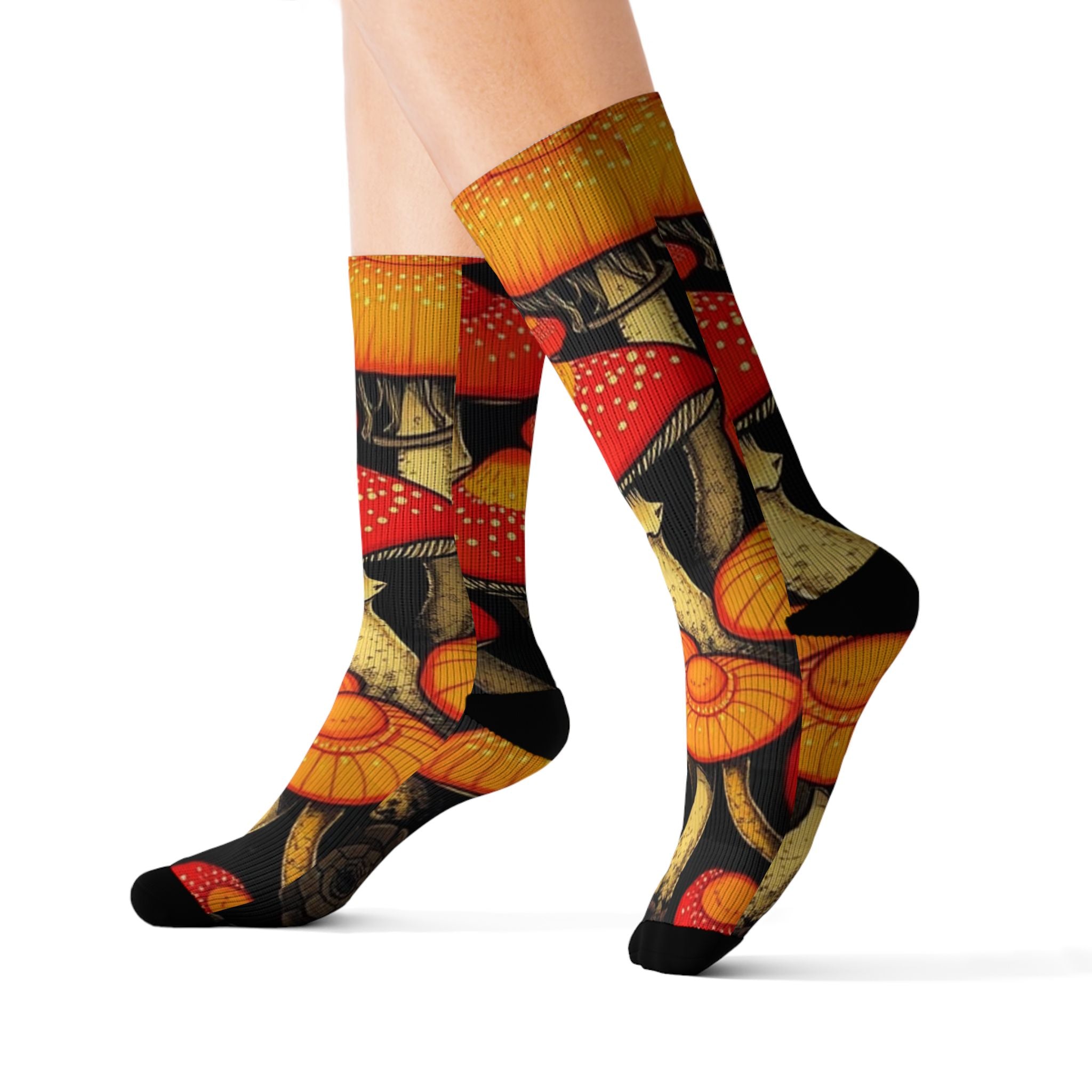Whimsical Mushroom Socks, Colorful Patterned Socks, Gifts for Nature Lovers, Cozy Everyday Wear, Trendy Sock Collection