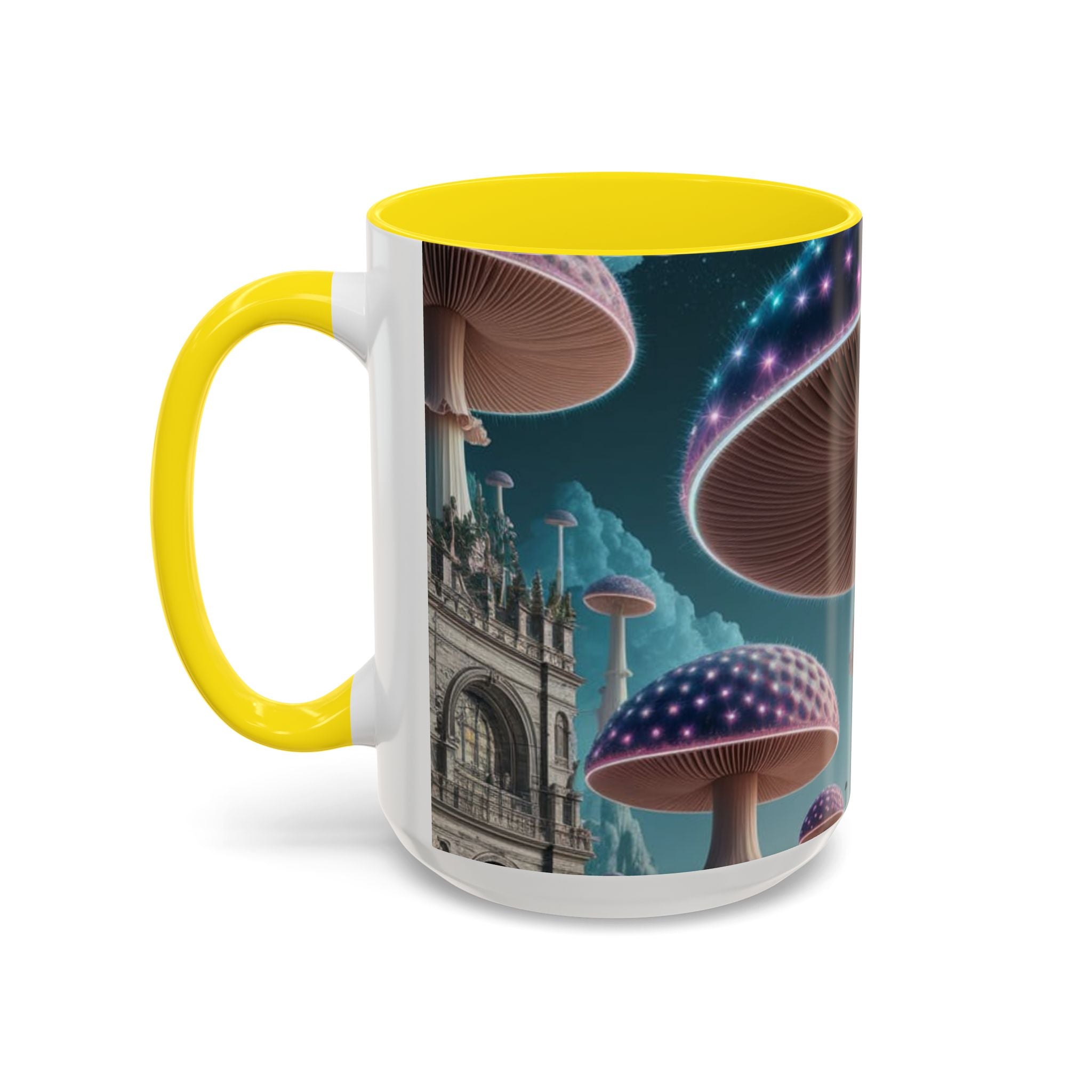 Mug: Mystical Mushroom Accent Coffee Mug — Fantasy Psychedelic Ceramic Cup (11/15oz)