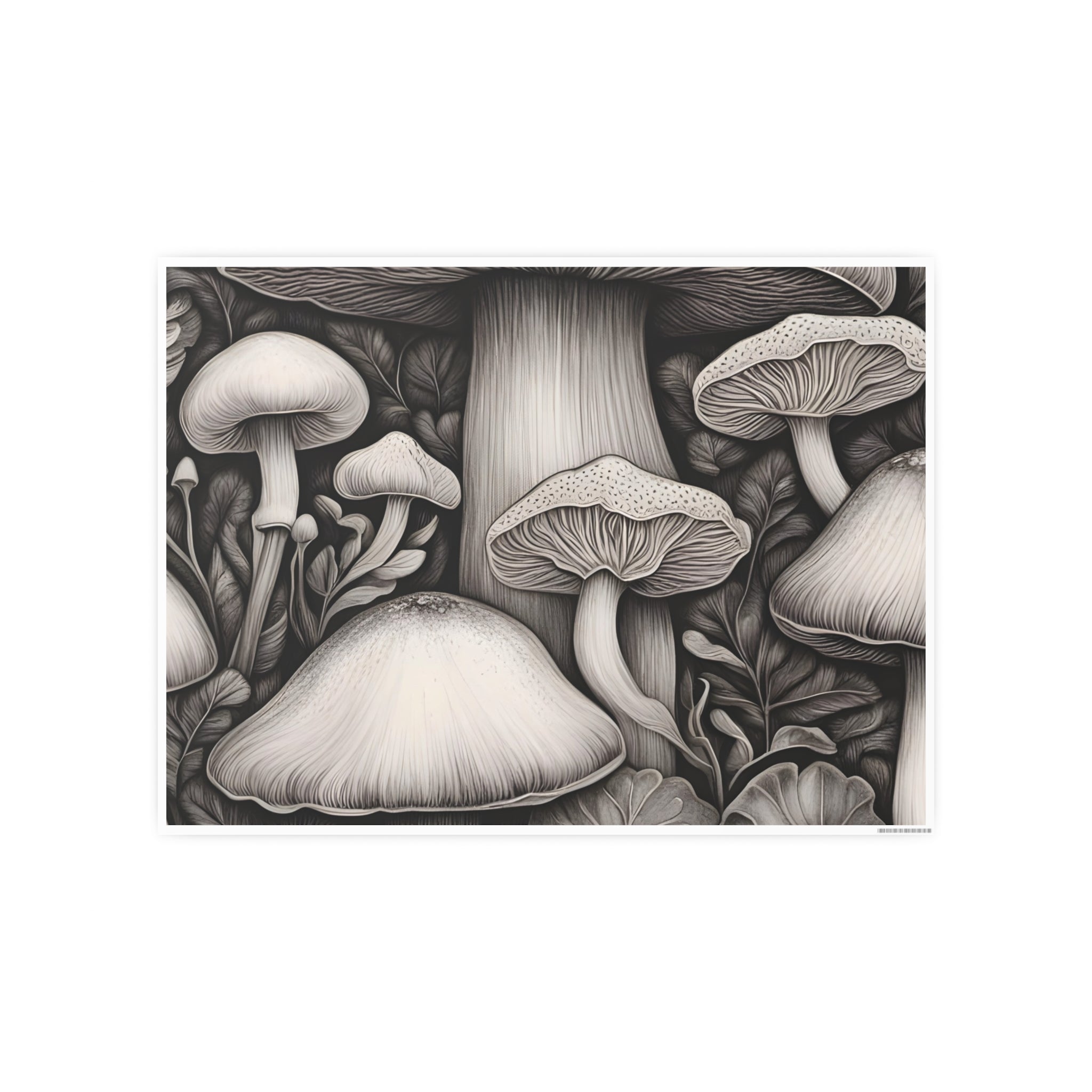 Poster: Mushroom Illustration Poster — Botanical Fungi Art Print