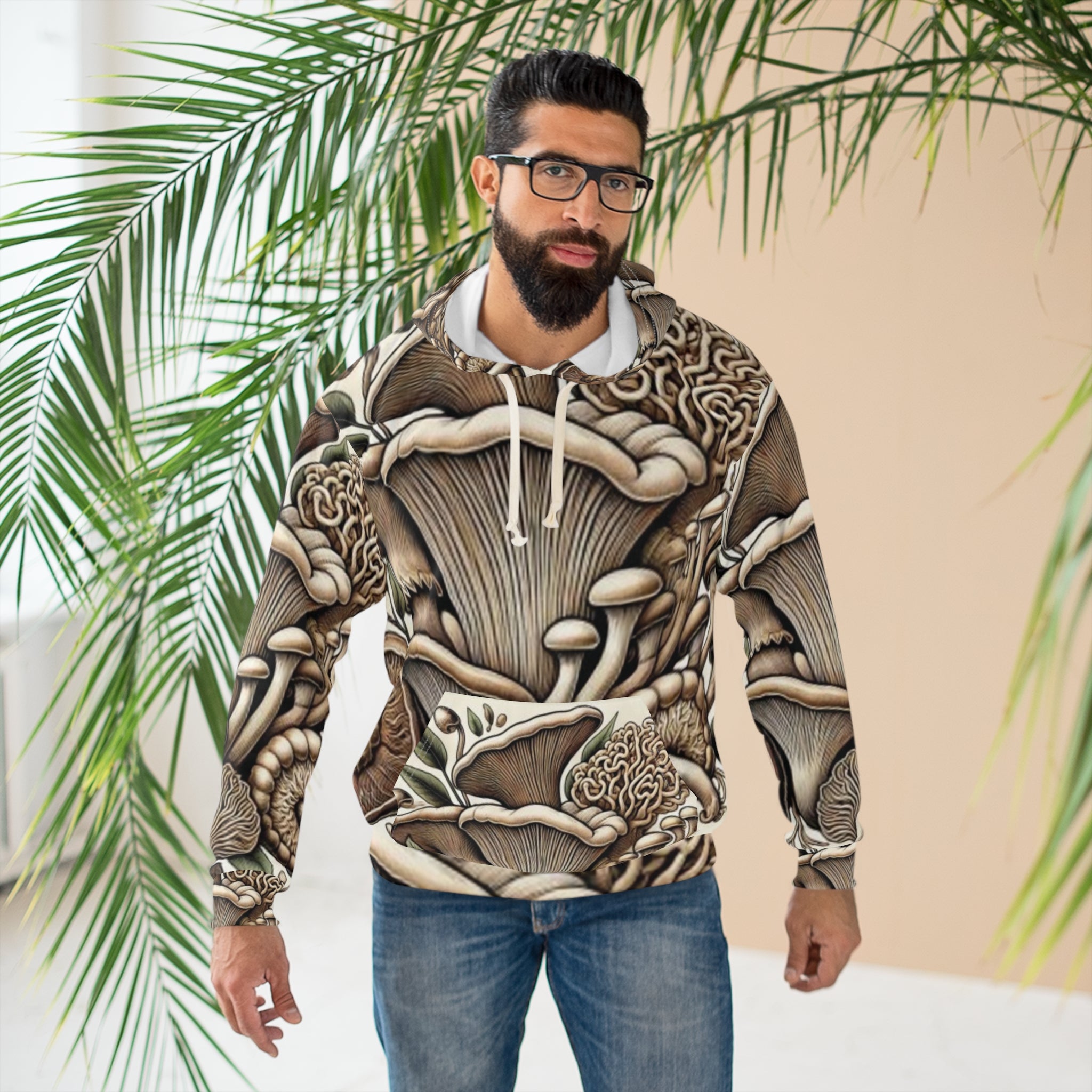 Vintage Floral Chest Patch Hoodie — Small Botanical Graphic Pullover