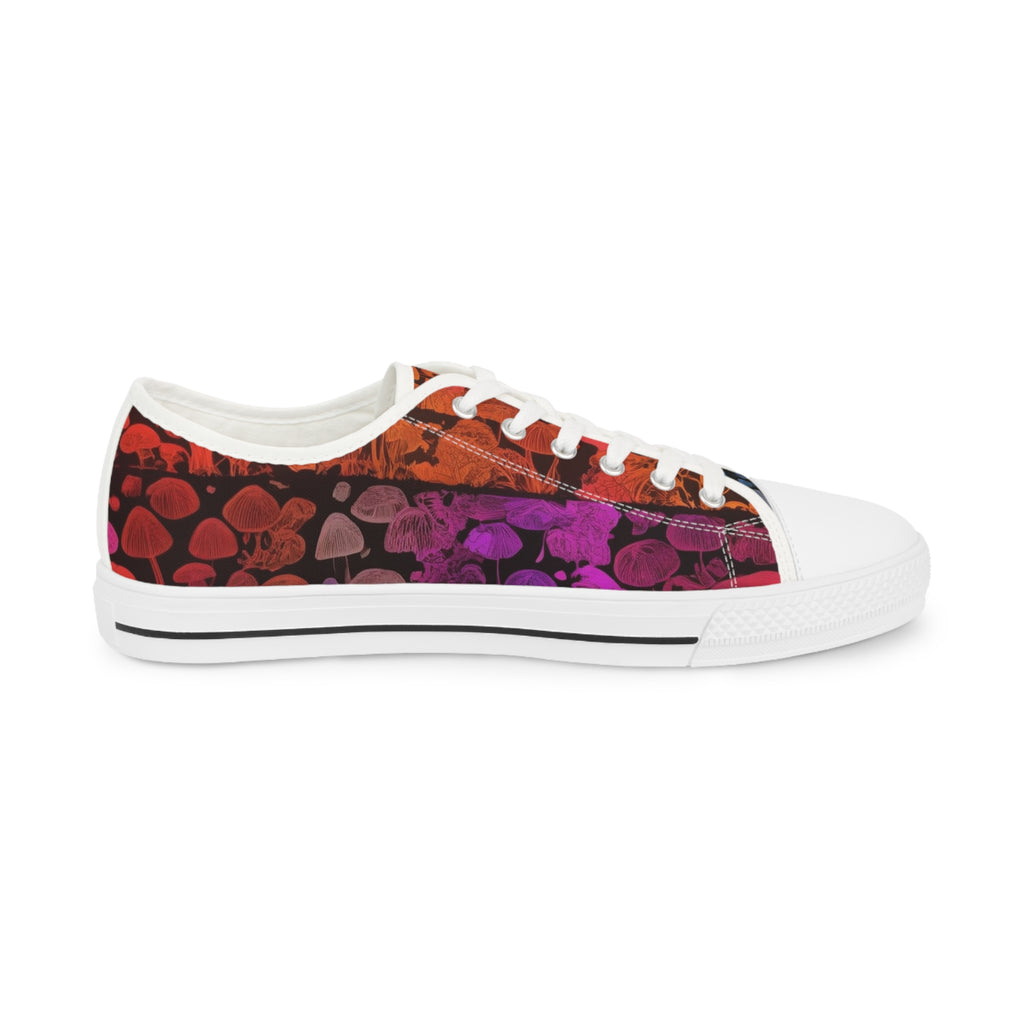 Men's Low Top Sneakers — Colorful Floral Stripe Skate Shoes