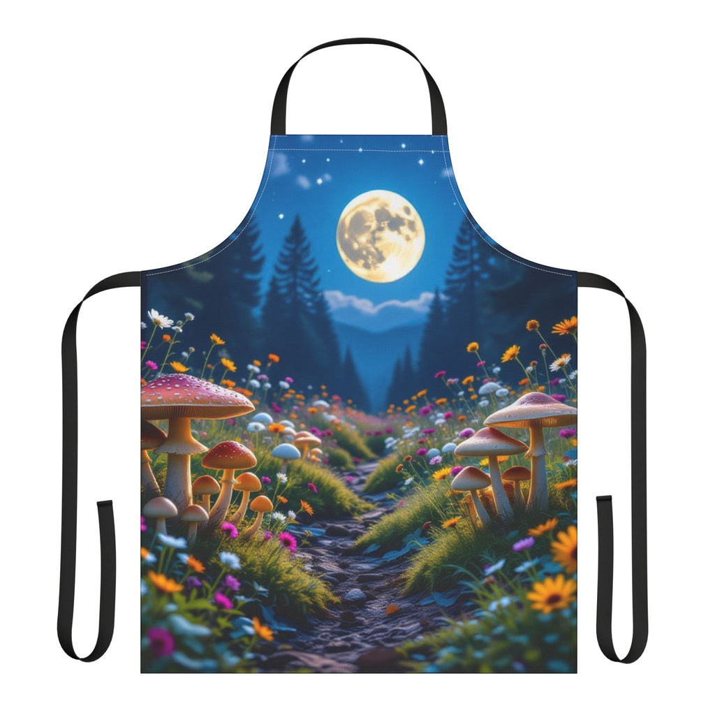 🌕 Enchanted Moonlight Mushroom Trail Apron – Cook in Magic, Clean in Style
