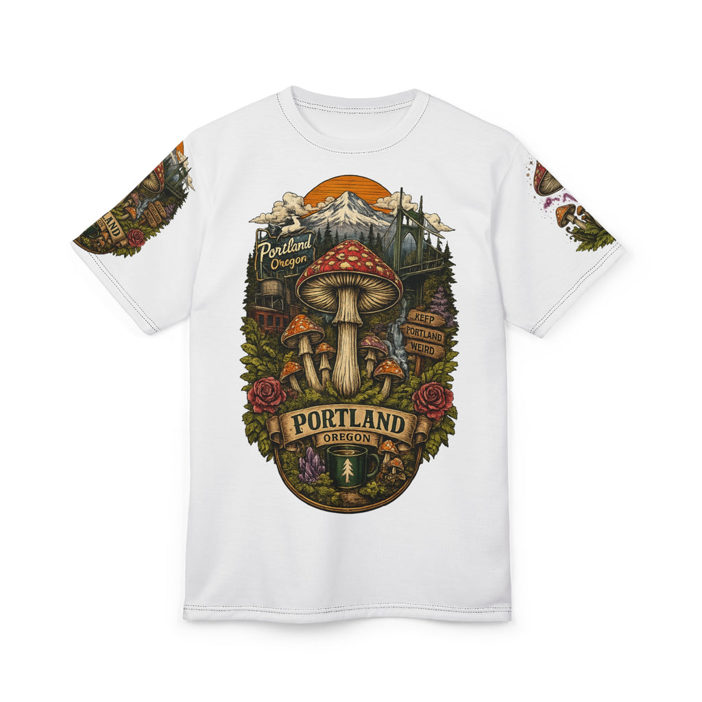 Portland Mushroom Scenic Tee — Portland Oregon Nature Graphic T-Shirt