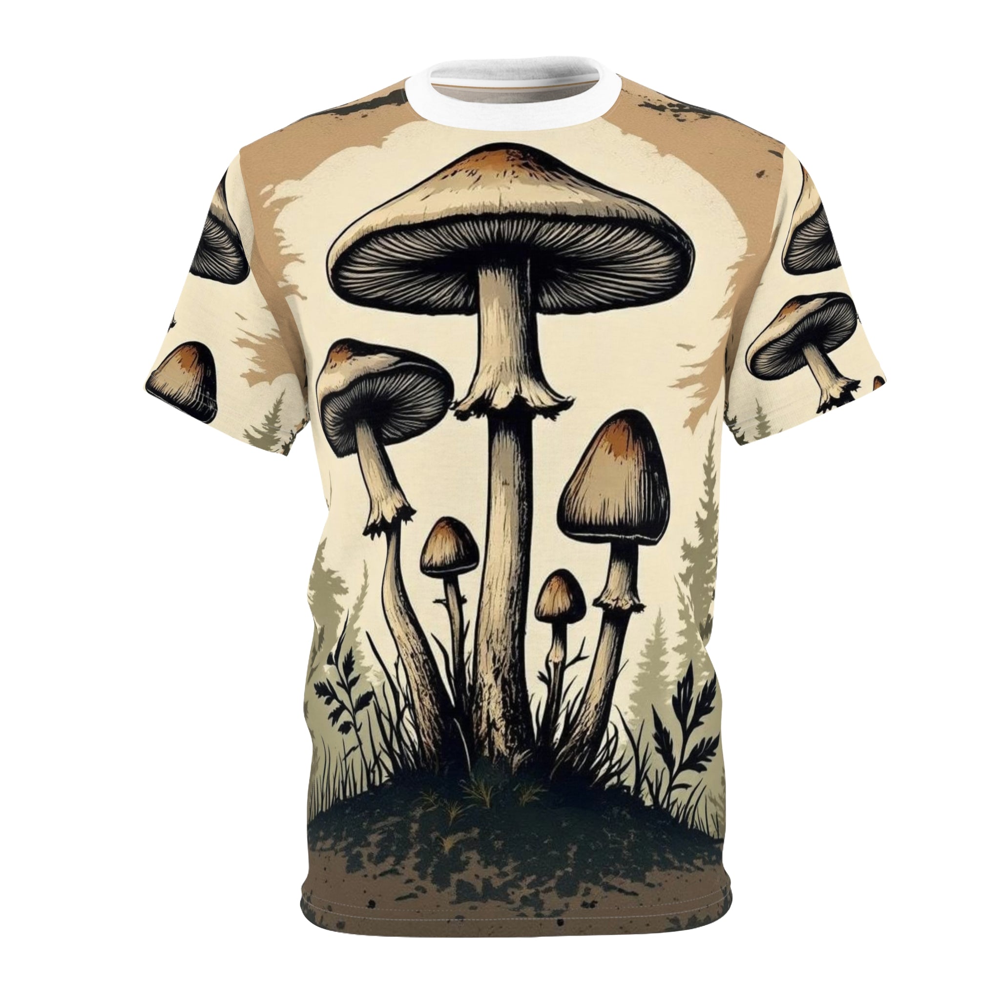 Psychedelic Mushroom All-Over Print T-Shirt – Woodland Fungi Graphic Tee