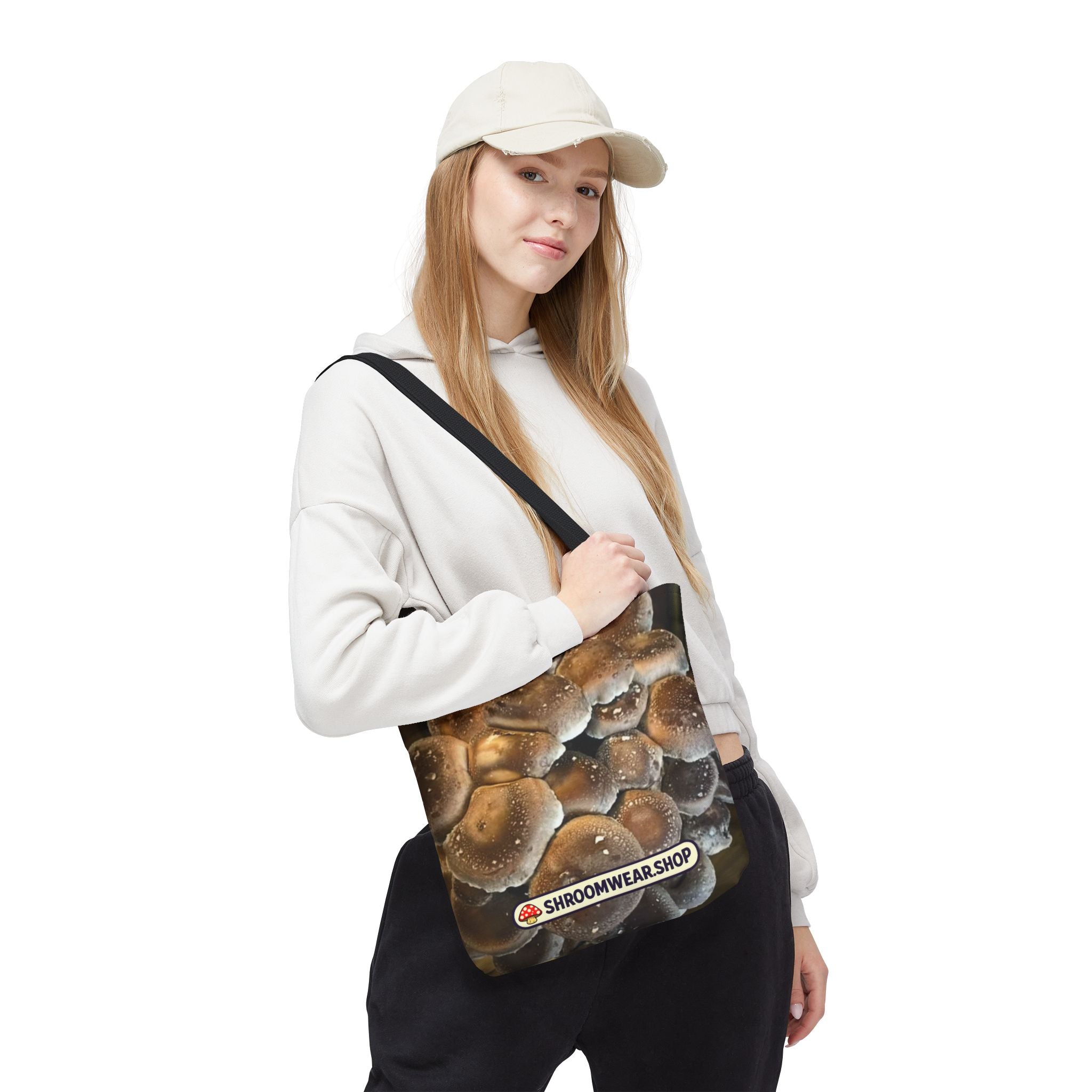 Bag: Mushroom Print Tote Bag-Over-Print Canvas Tote