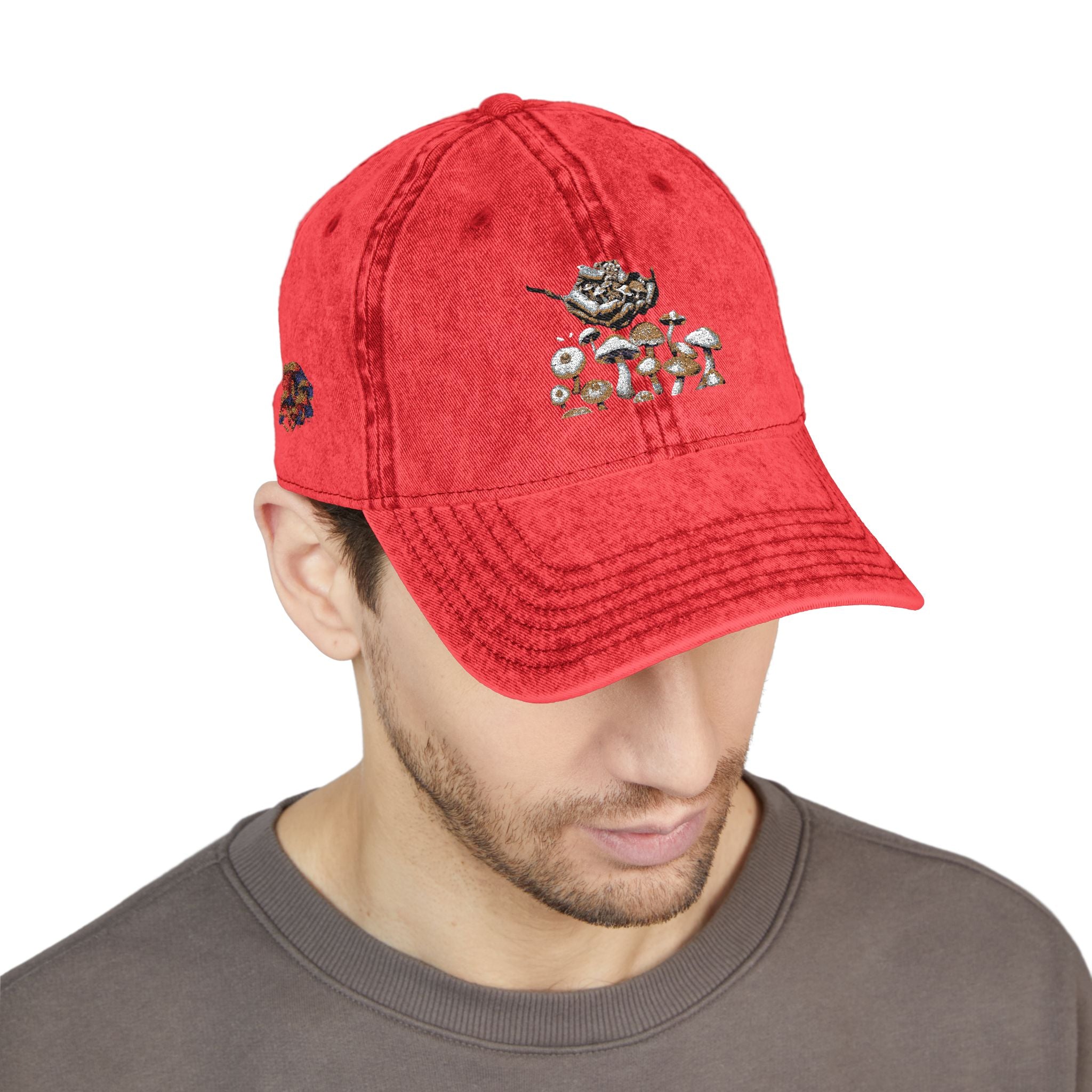 Vintage Embroidered Floral Cap — Retro Red Dad Hat