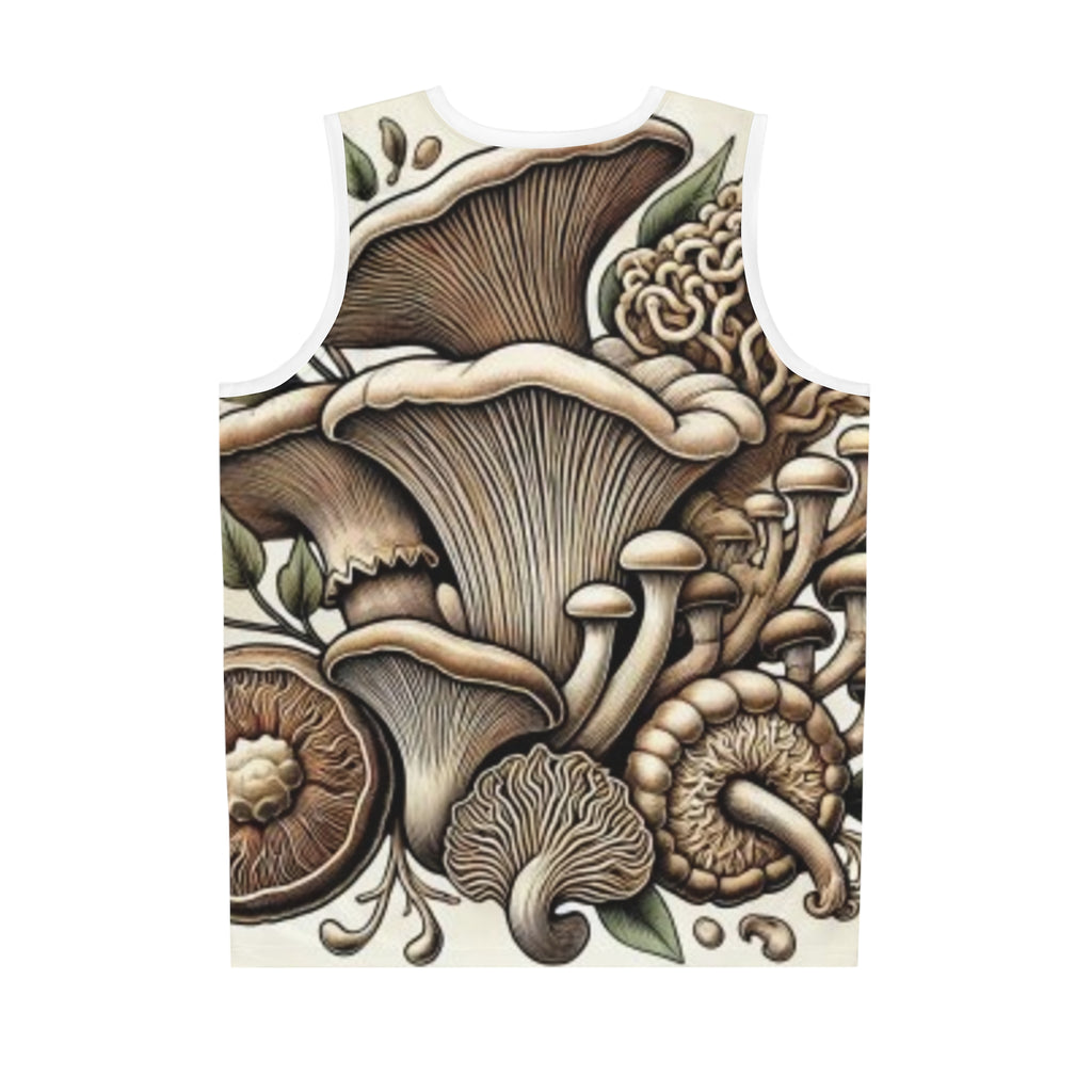 Mushroom Print Basketball Jersey — Botanical All-Over-Print Sports Tank