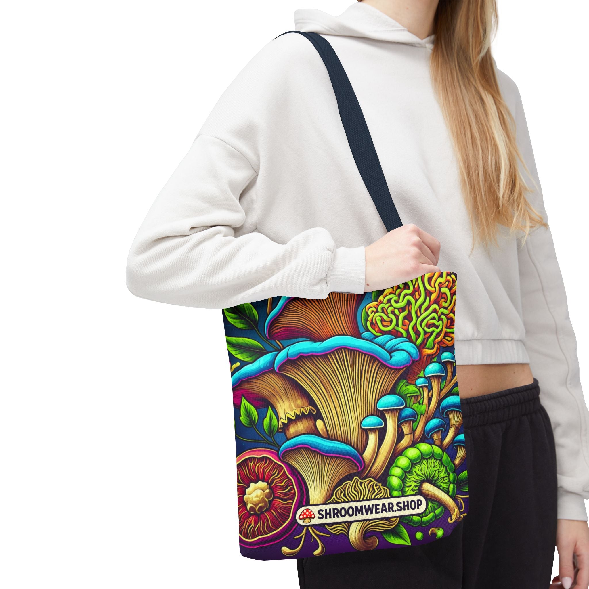 Bag: Mushroom Art Tote Bag – Psychedelic Fungi All-Over Print Eco Tote