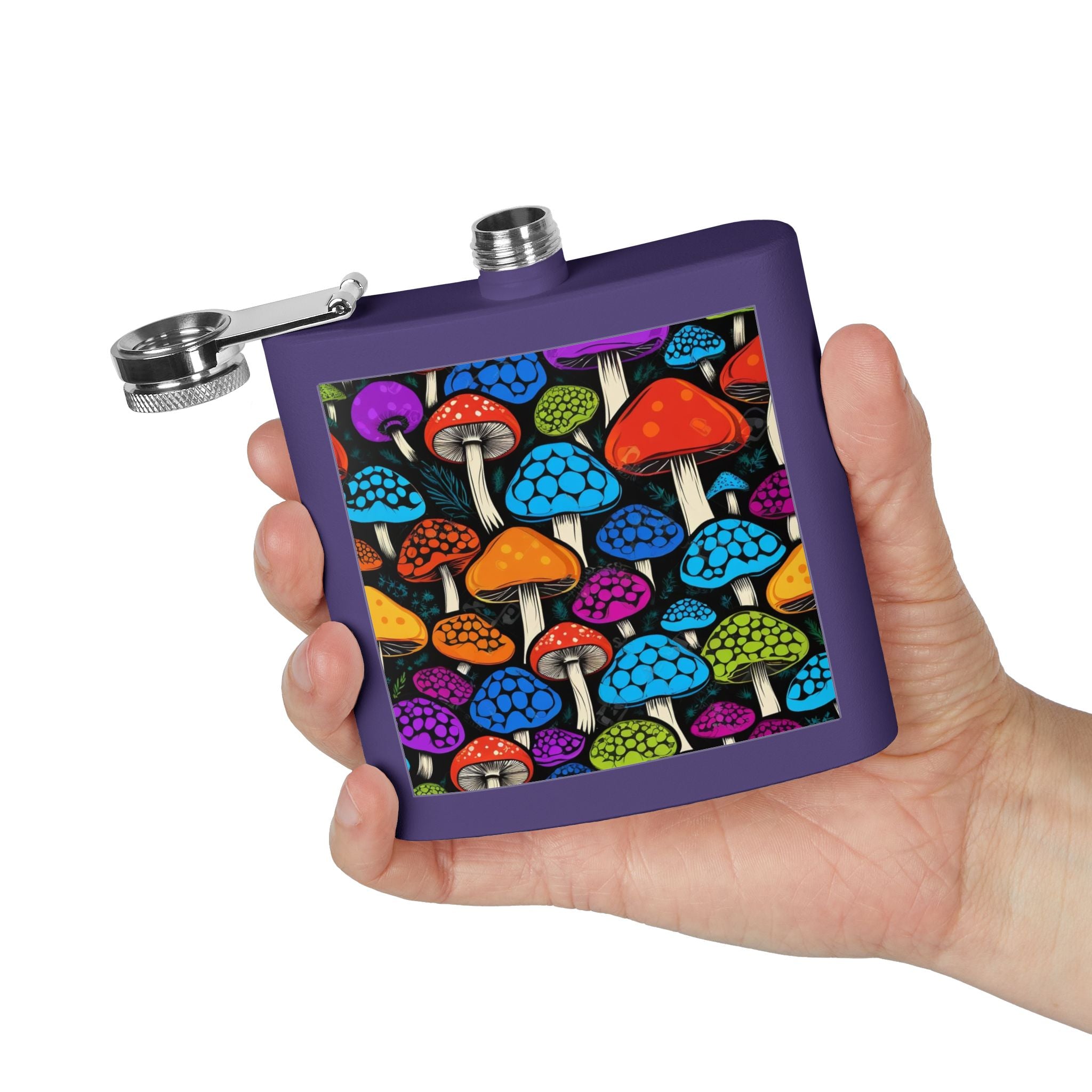 🌈 Psychedelic Pop Shroom Flask – Sip Boldly, Live Colorfully 🍄