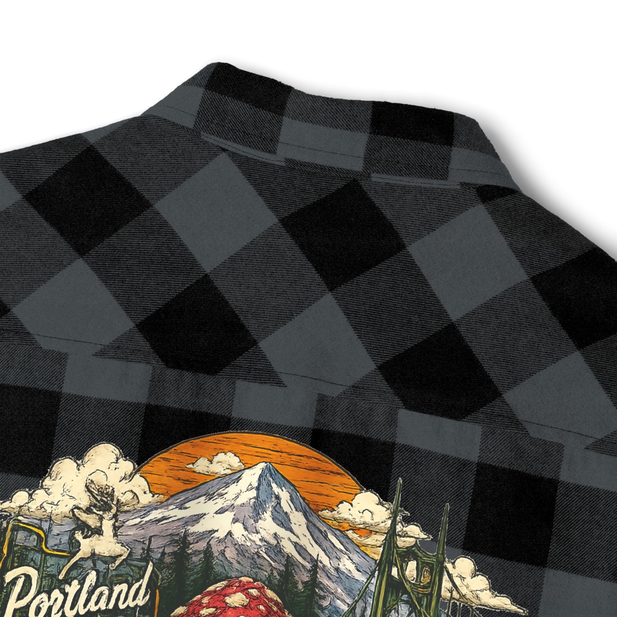 Portland Mushroom Flannel Shirt — Vintage Forest Plaid Button-Up
