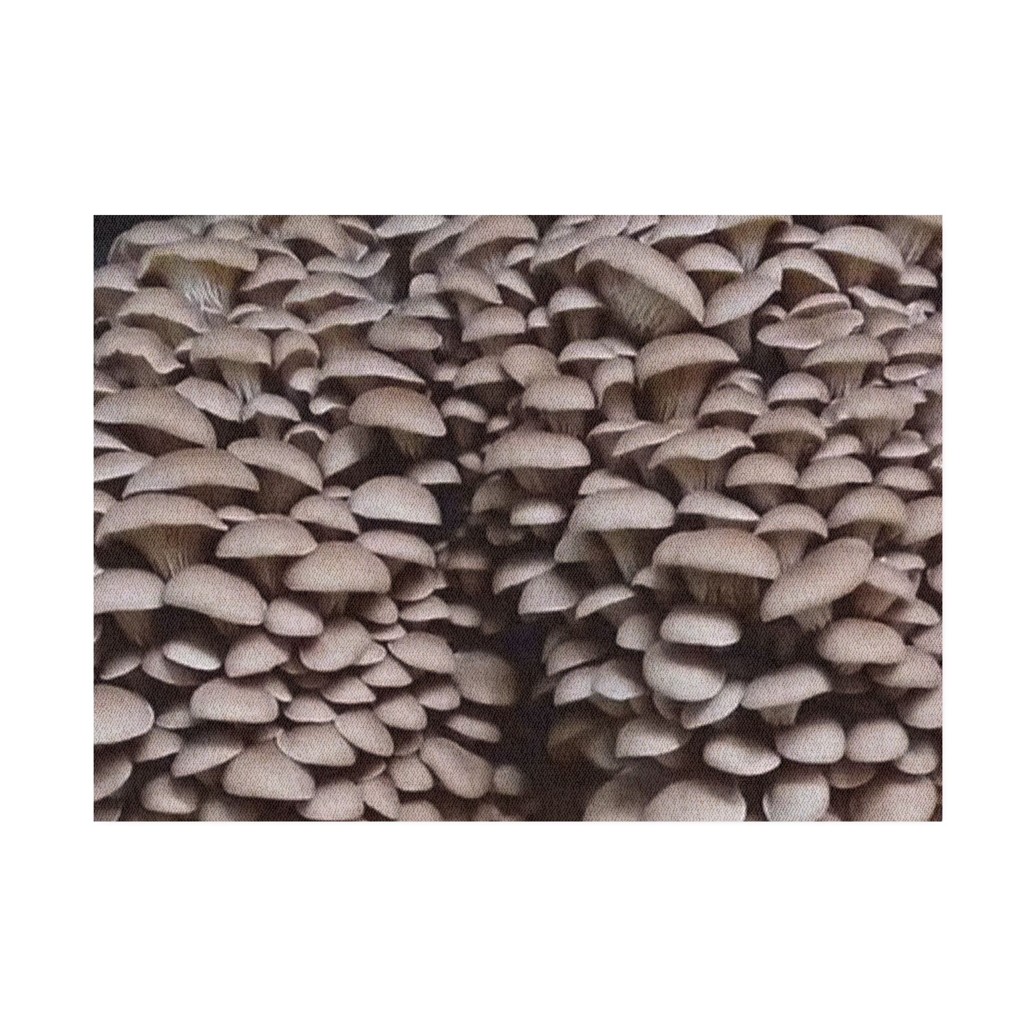 Rug: Mushroom Cluster Rug — Neutral Fungi Pattern Accent Rug