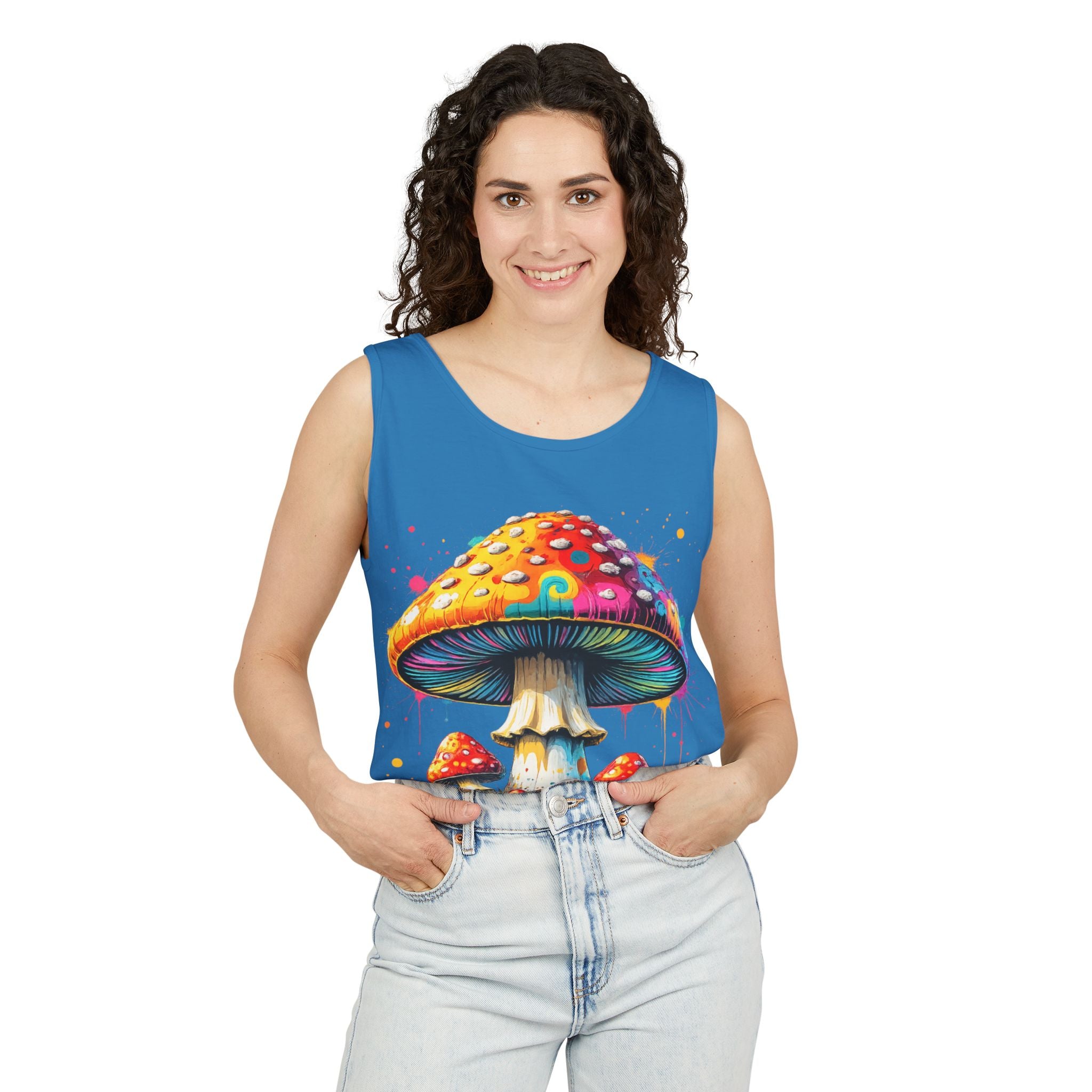 Mushroom Graphic Tank Top — Colorful Psychedelic Fungi Design