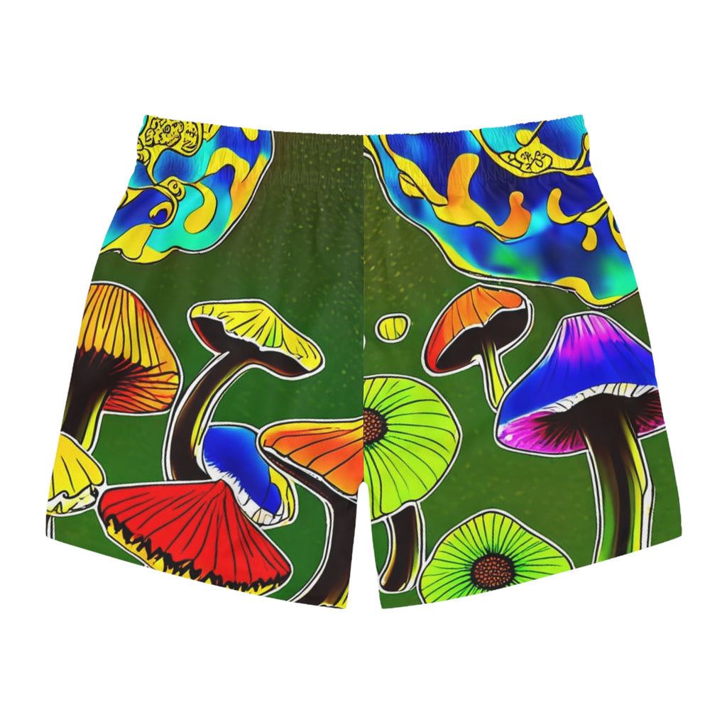 Bermudas de natación de hongos psicodélicos – Pantalones cortos de playa con estampado integral de hongos arcoíris