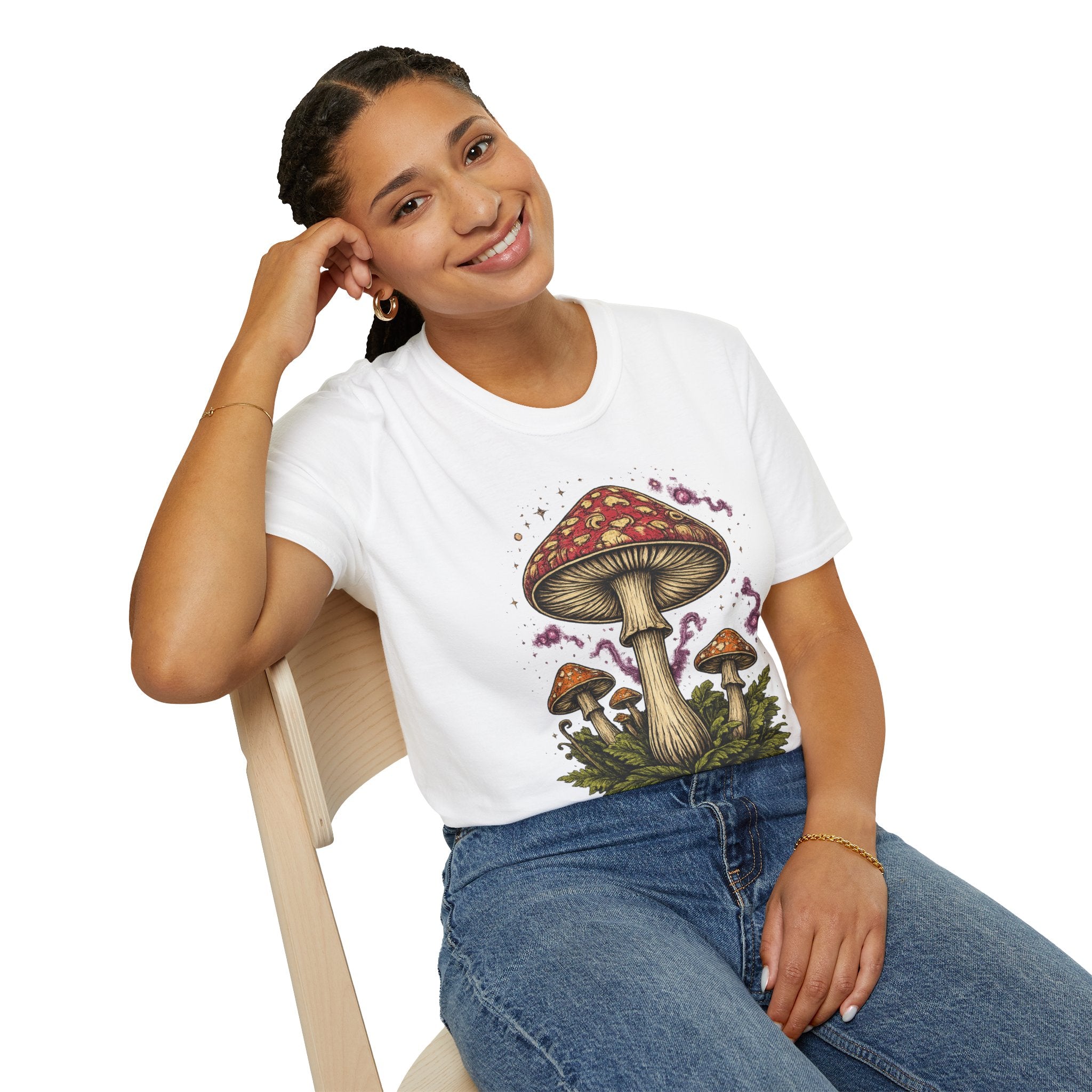 Psychedelic Mushroom Graphic T-Shirt — Red Amanita Illustration