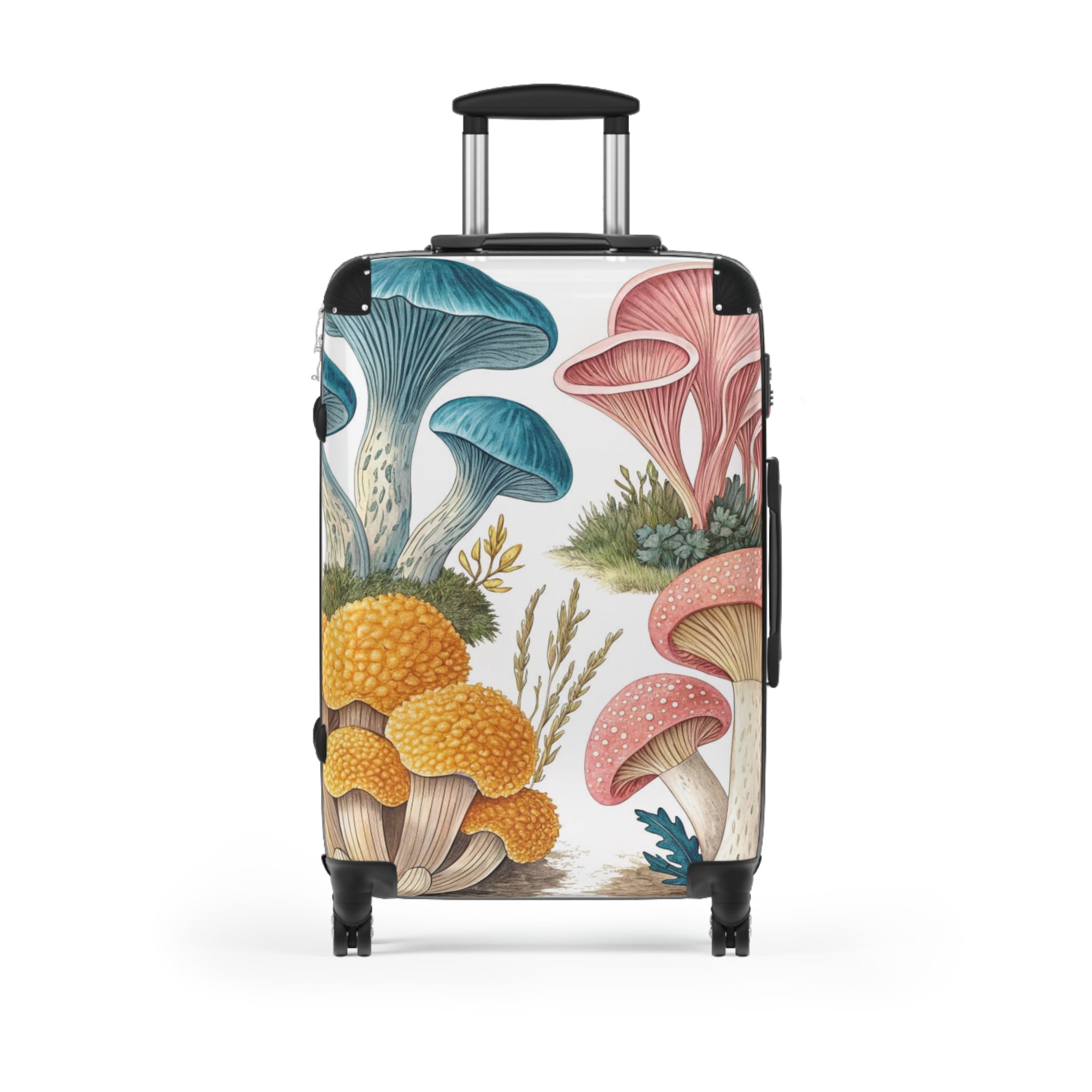 Botanical Mushroom Suitcase – Colorful Fungi Travel Luggage