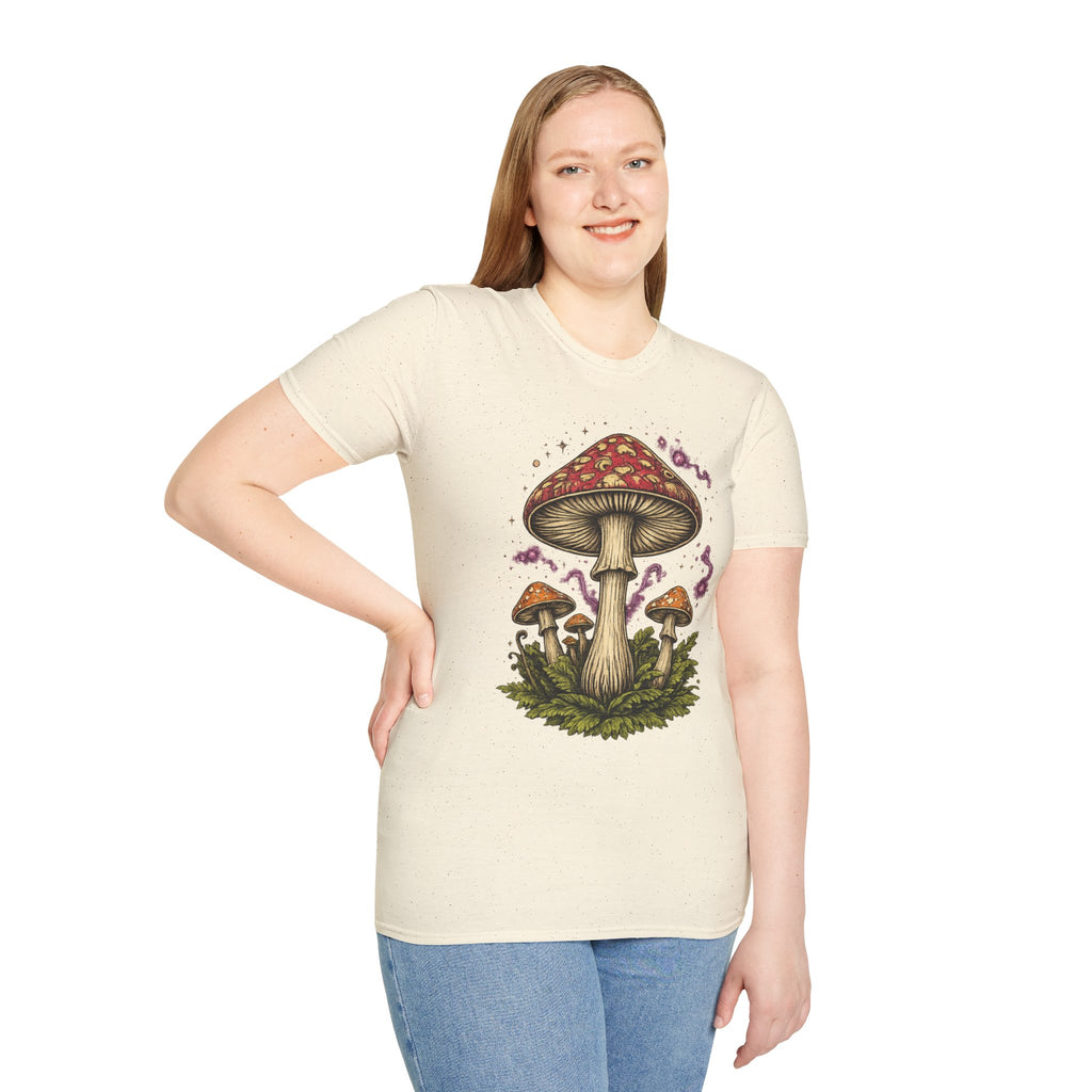 Psychedelic Mushroom Graphic T-Shirt — Red Amanita Illustration