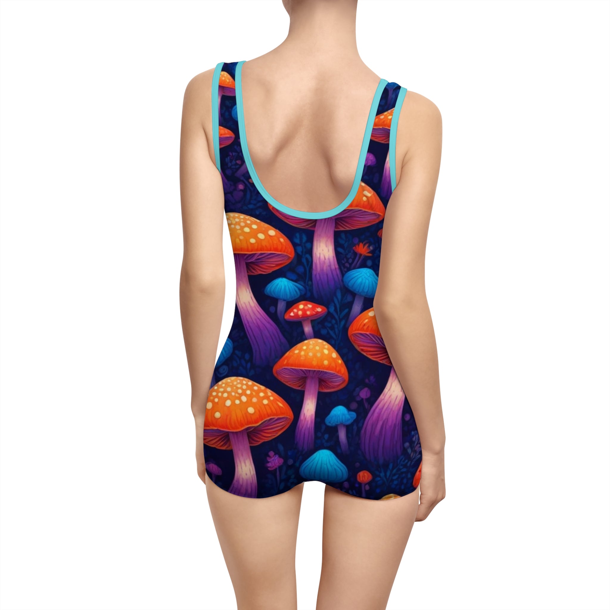 Vibrant Vintage Mushroom Swimsuit - Retro Summer Swimwear, Beachwear, Pool Party, Bohemian Style, Gift for Her