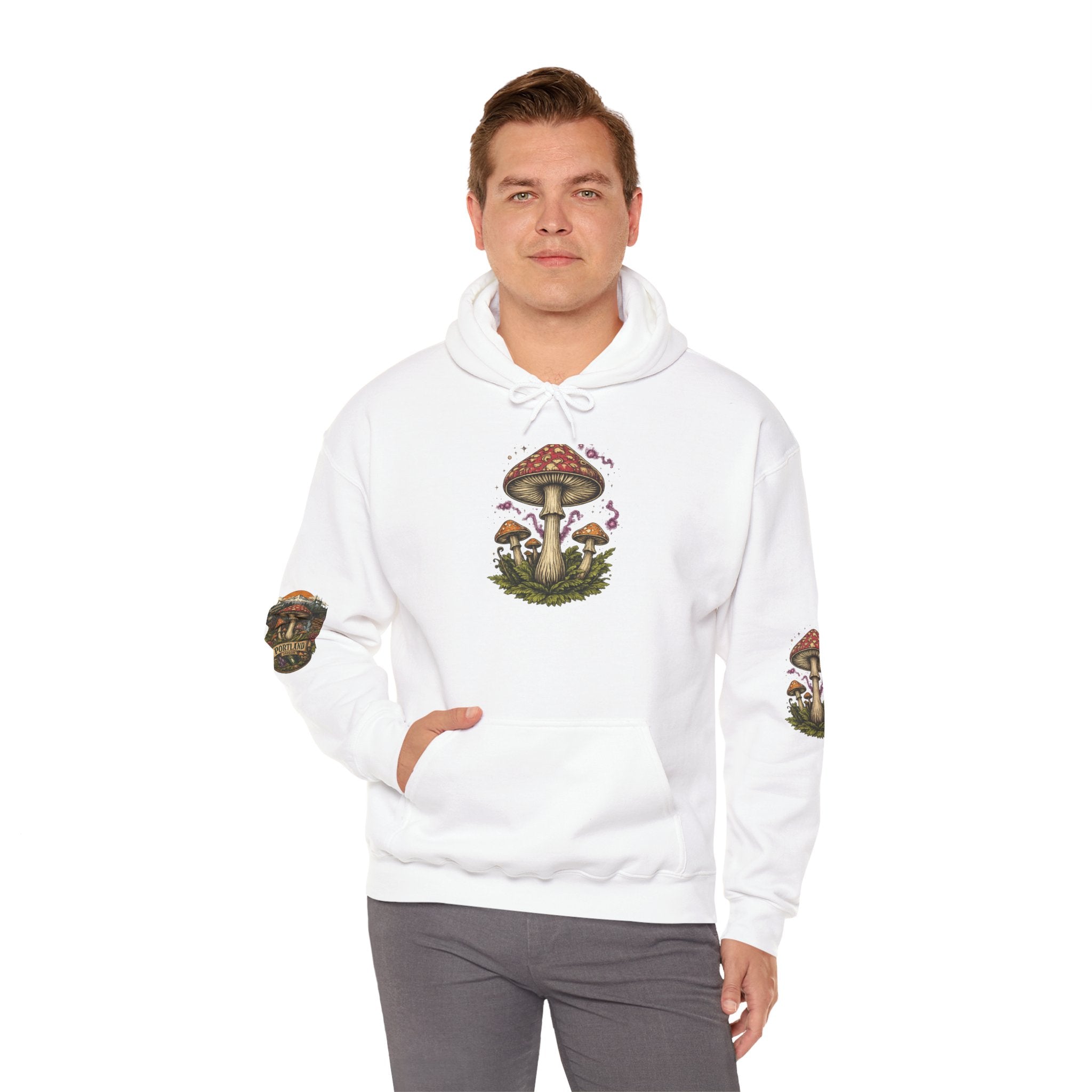 Mushroom Forest Hooded Sweatshirt — Portland Nature Graphic Hoodie