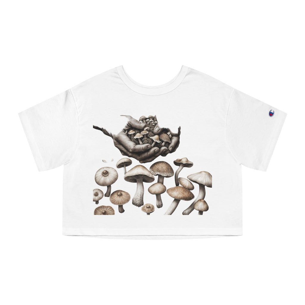 🍄 Rooted in Earth, Styled for the Soul – Mushroom Hands Crop Tee 🌿
