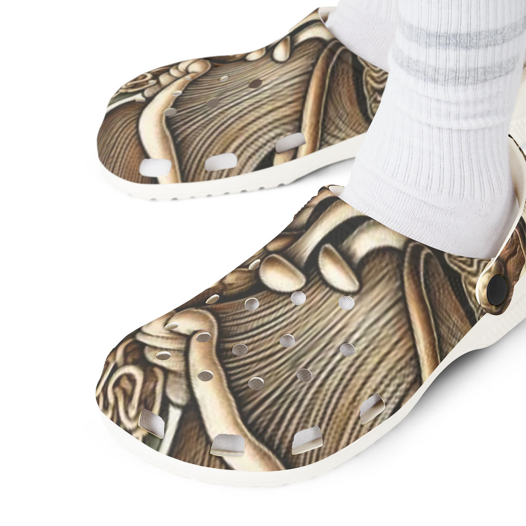 Mushroom Art EVA Clogs — Brown Psychedelic Fungi Clogs