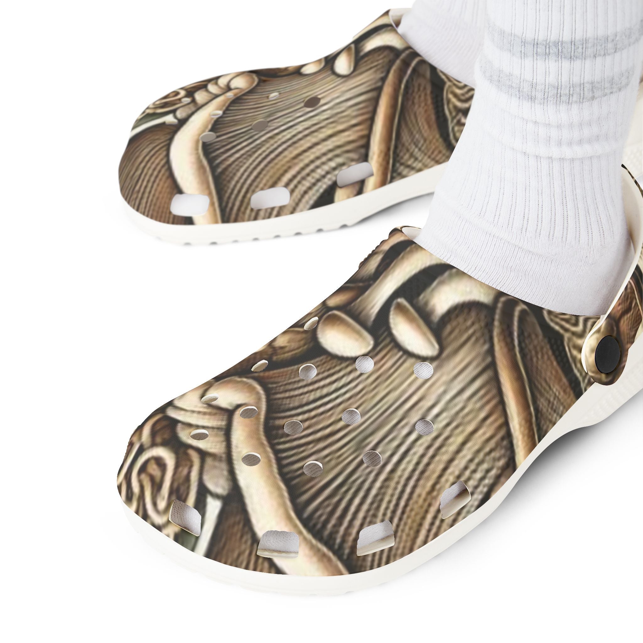 Mushroom Art EVA Clogs — Brown Psychedelic Fungi Clogs