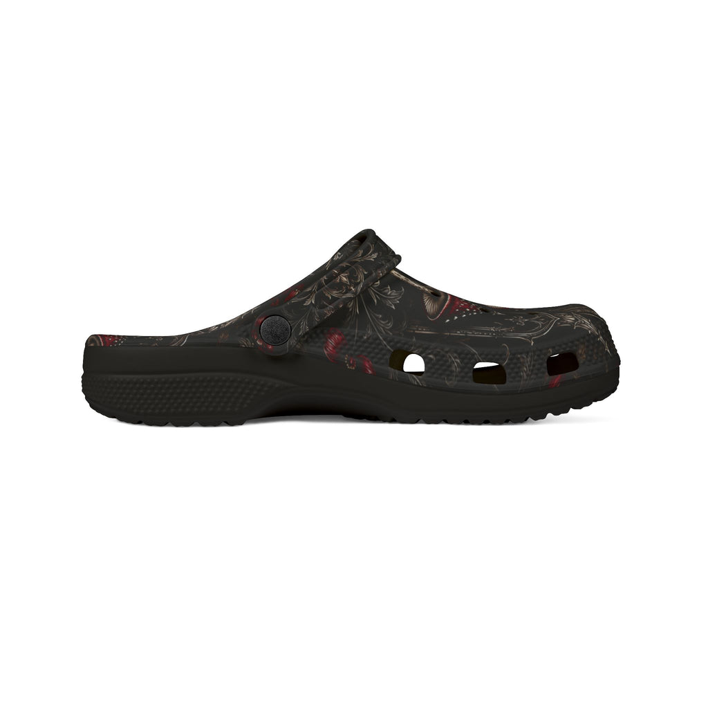 Clogs: Mushroom Garden EVA Foam Clogs — Whimsical Red Toadstool Print